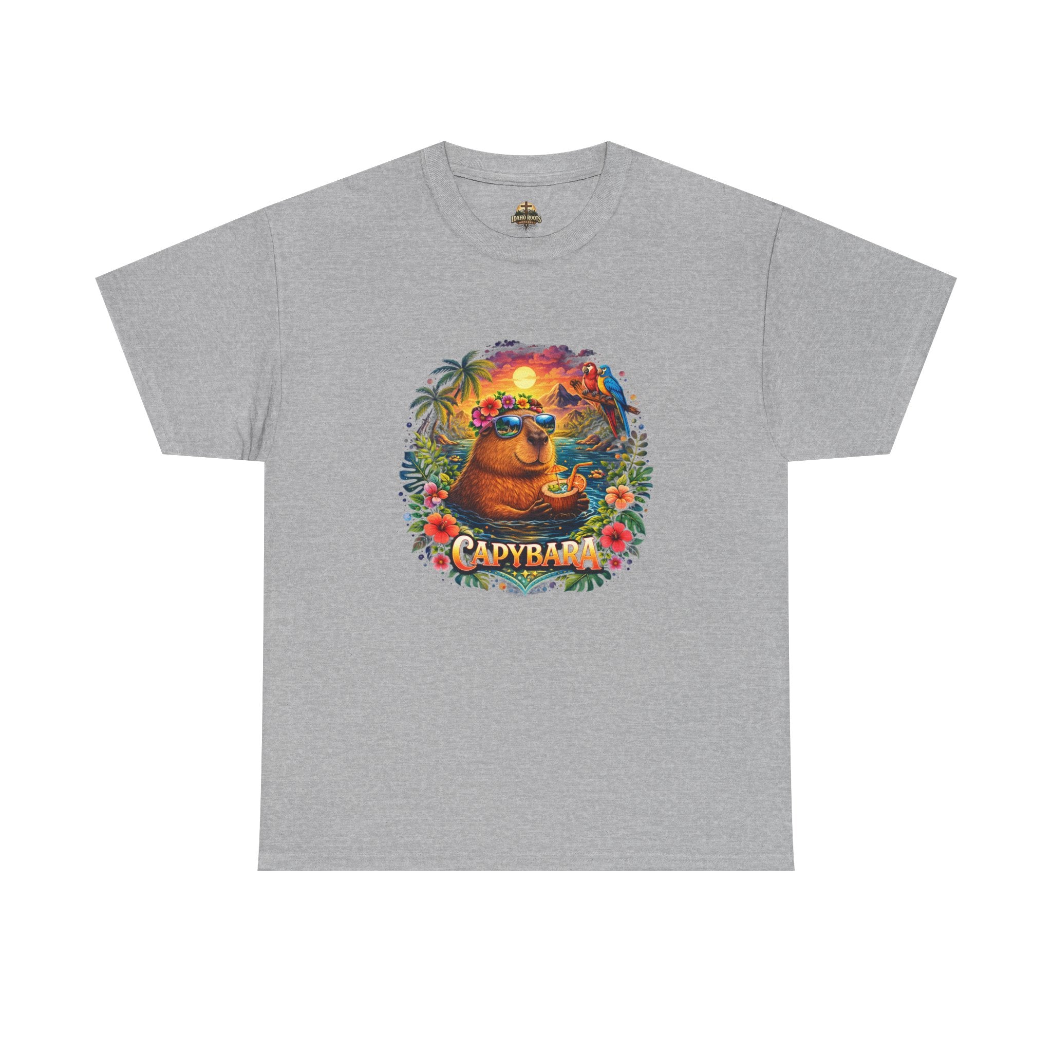 T-Shirt — 'Capybara' Tropical Sloth Sunset Graphic Tee