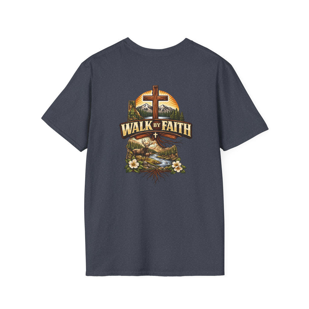 Faith T-Shirt — "Walk by Faith" Christian Cross Graphic Tee