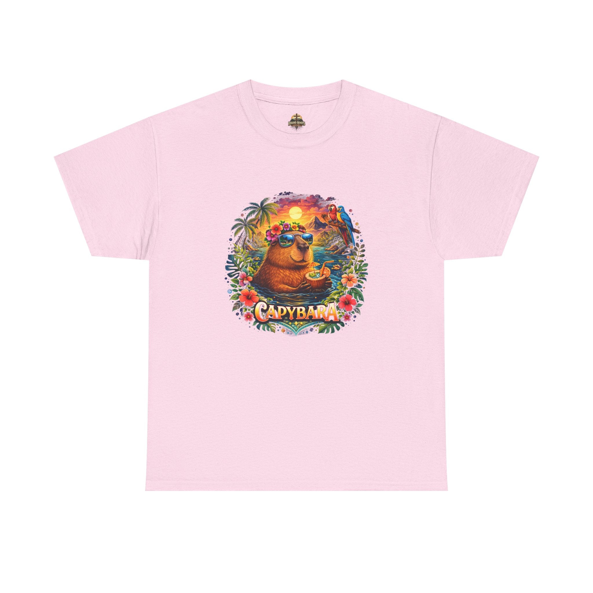 T-Shirt — 'Capybara' Tropical Sloth Sunset Graphic Tee