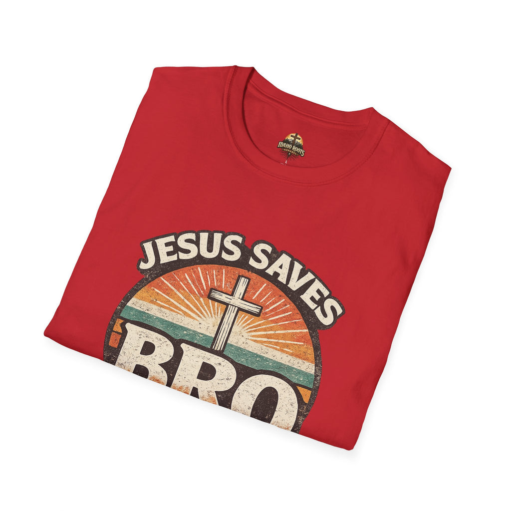 Jesus Saves Bro T-Shirt — Retro Christian Faith Tee