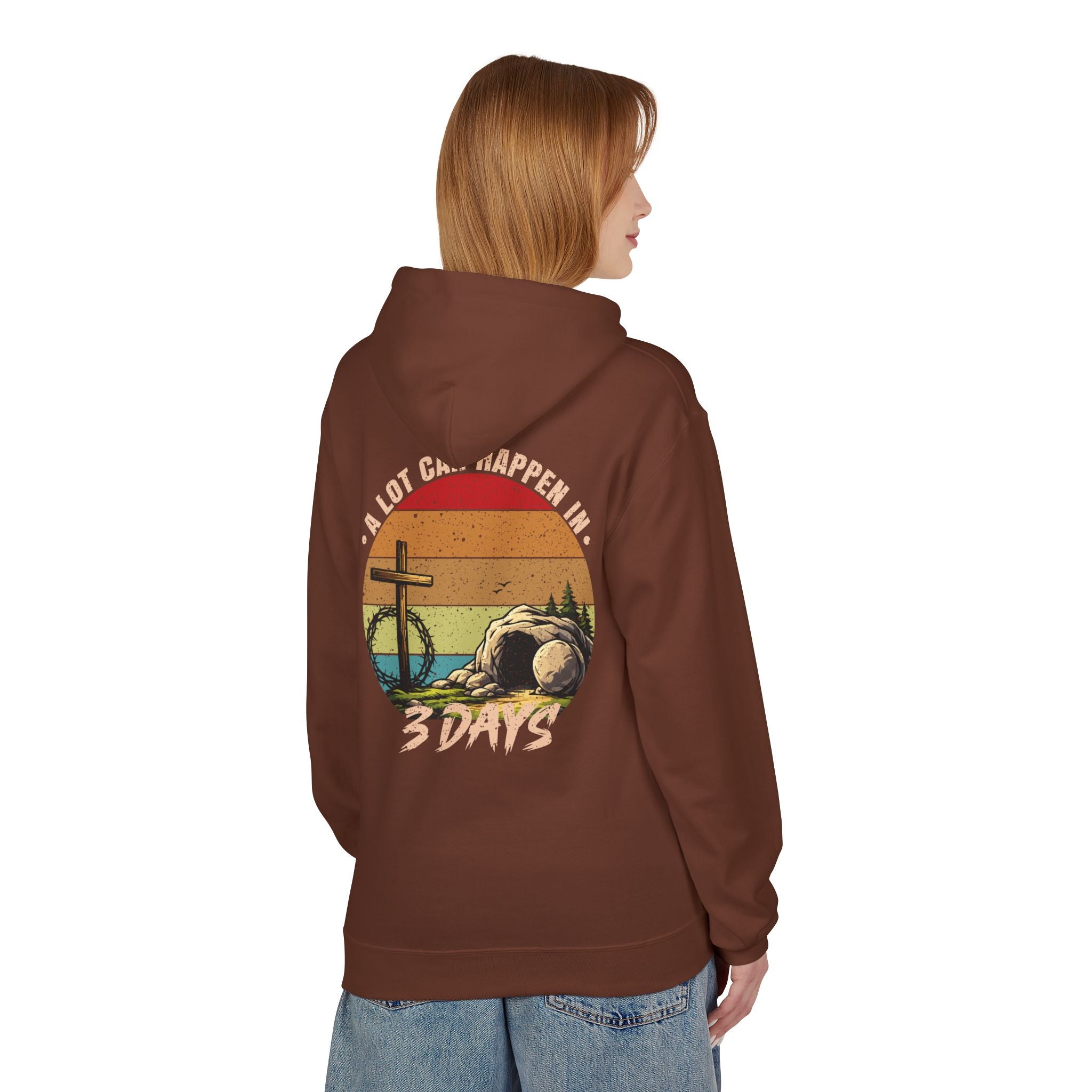 Easter Resurrection Hoodie — "A Lot Can Happen in 3 Days" Vintage Christian Sweatshirt