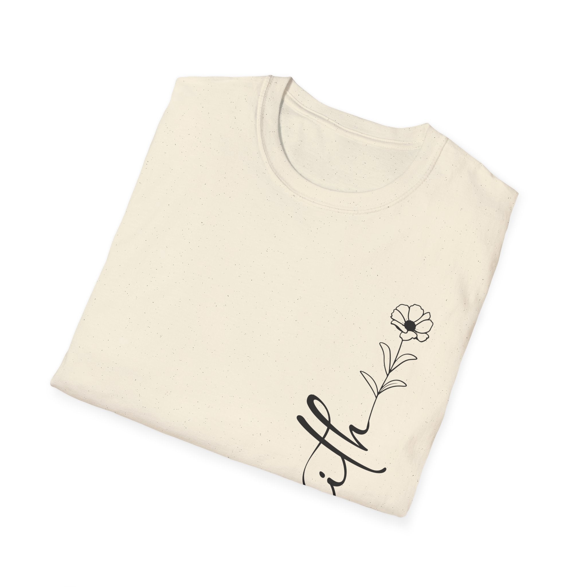 Faith Script T-Shirt — Minimal Floral Faith Tee