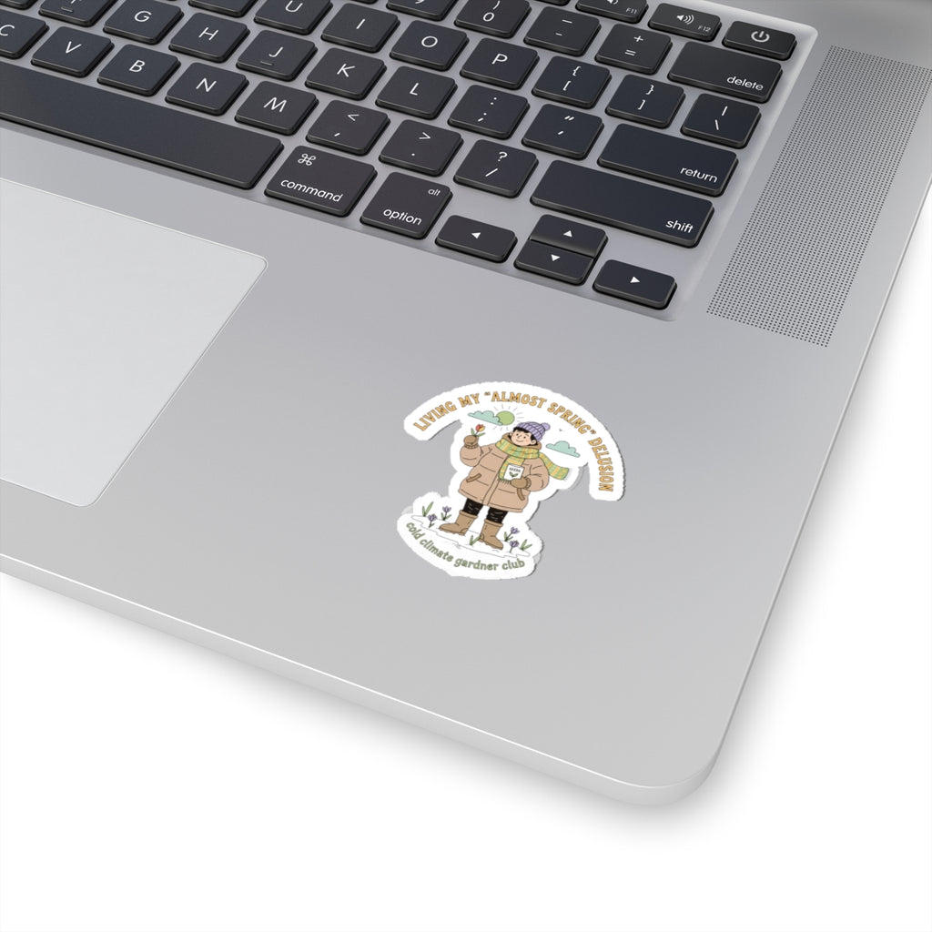 Almost Spring Delusion sticker | spring tease, thaw humor, winter spring meme