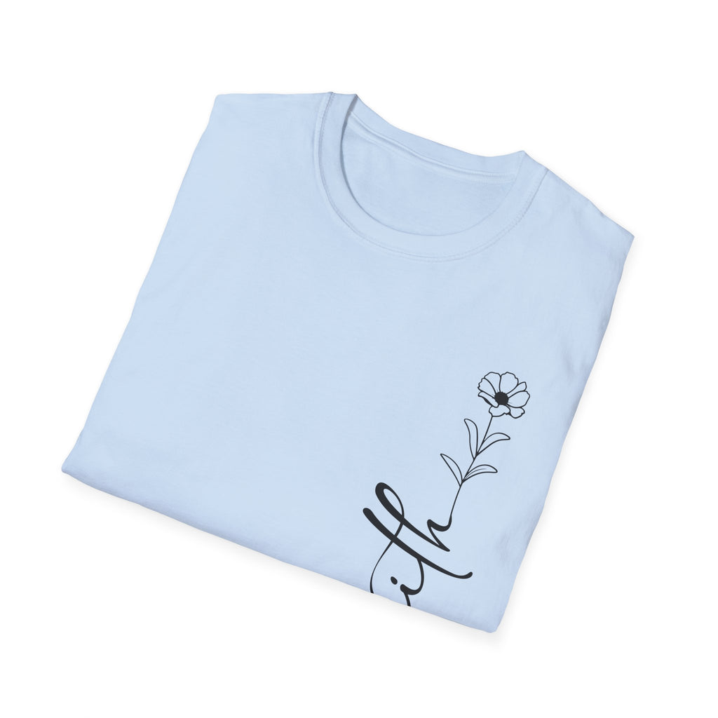 Faith Script T-Shirt — Minimal Floral Faith Tee