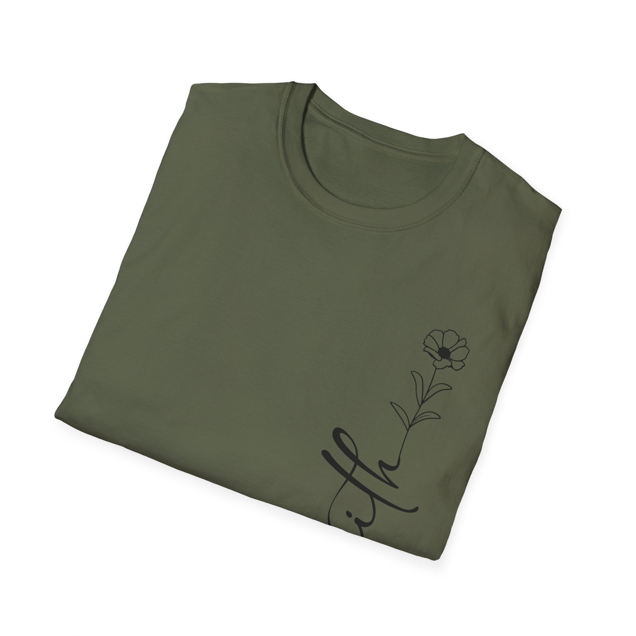 Faith Script T-Shirt — Minimal Floral Faith Tee