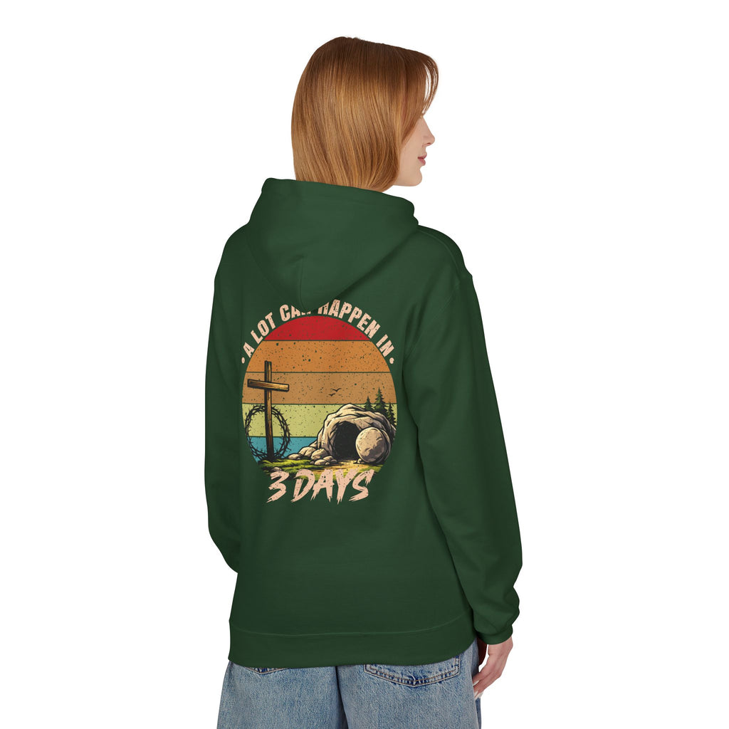 Easter Resurrection Hoodie — "A Lot Can Happen in 3 Days" Vintage Christian Sweatshirt