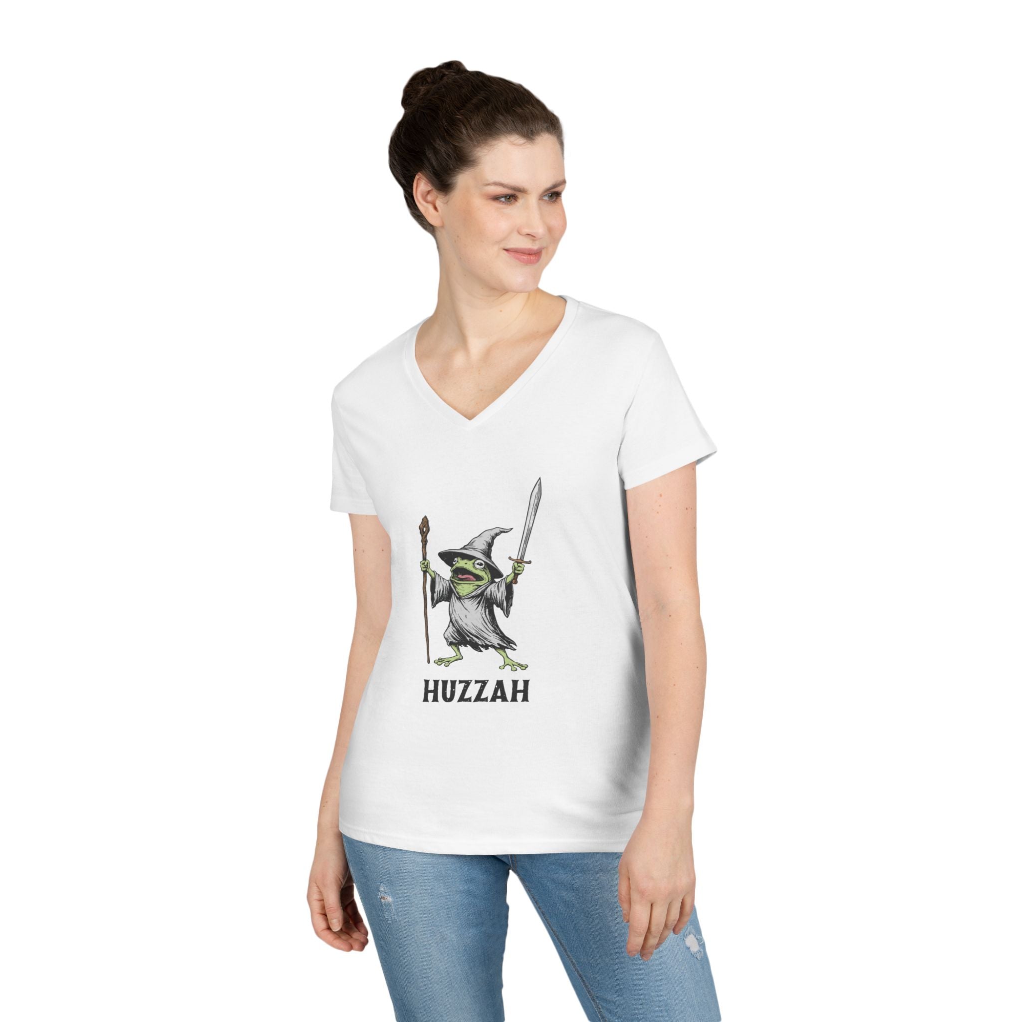 Witch Frog “Huzzah” V-Neck Tee