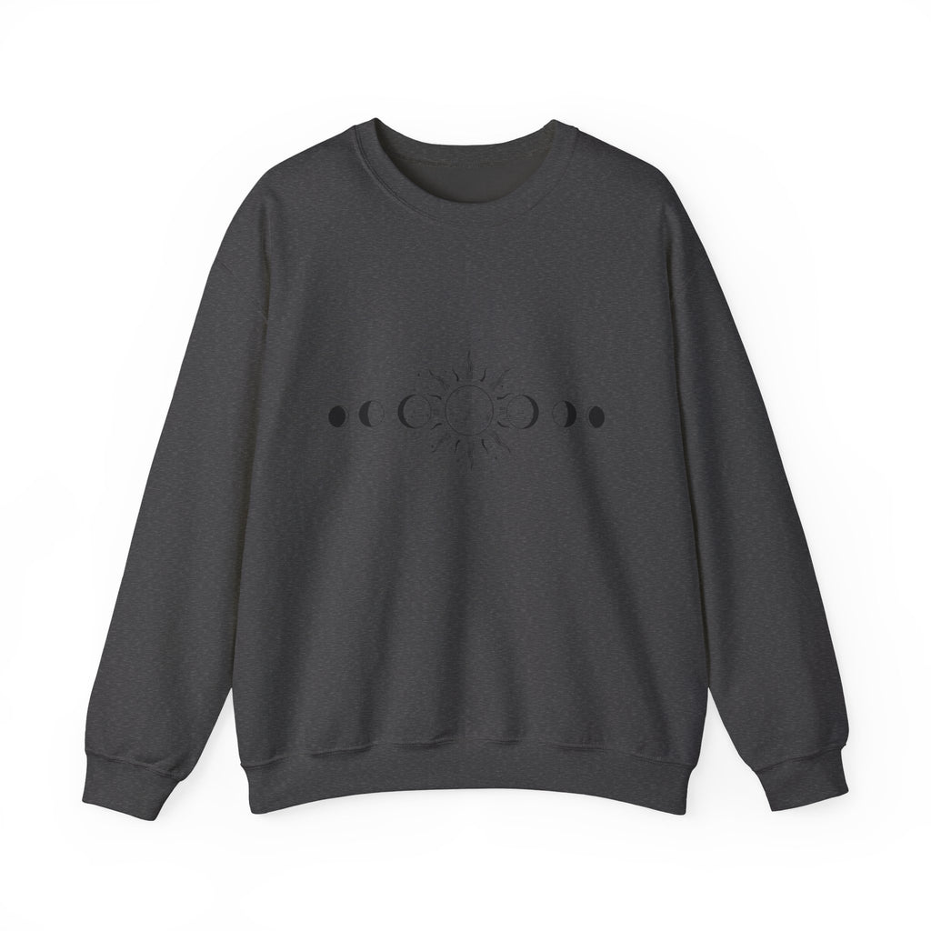 Celestial Moon Phase Crewneck Sweatshirt — Sun & Phases Graphic
