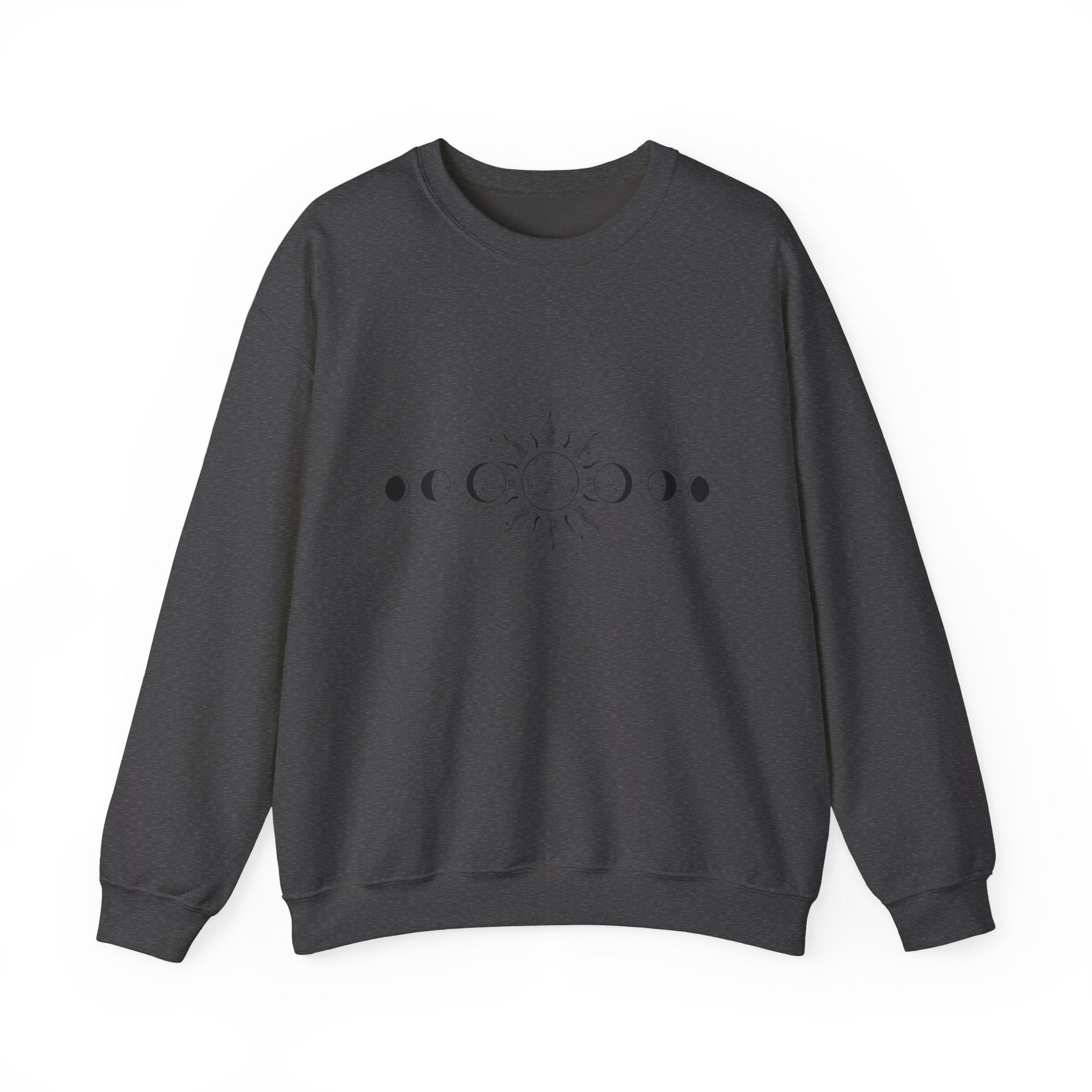 Celestial Moon Phase Crewneck Sweatshirt — Sun & Phases Graphic