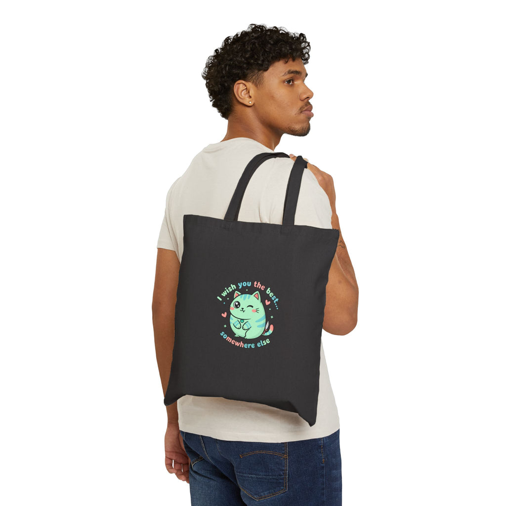 Cute Menacing Cat Tote, kawaii threat pastel canvas tote | soft threat sarcastic