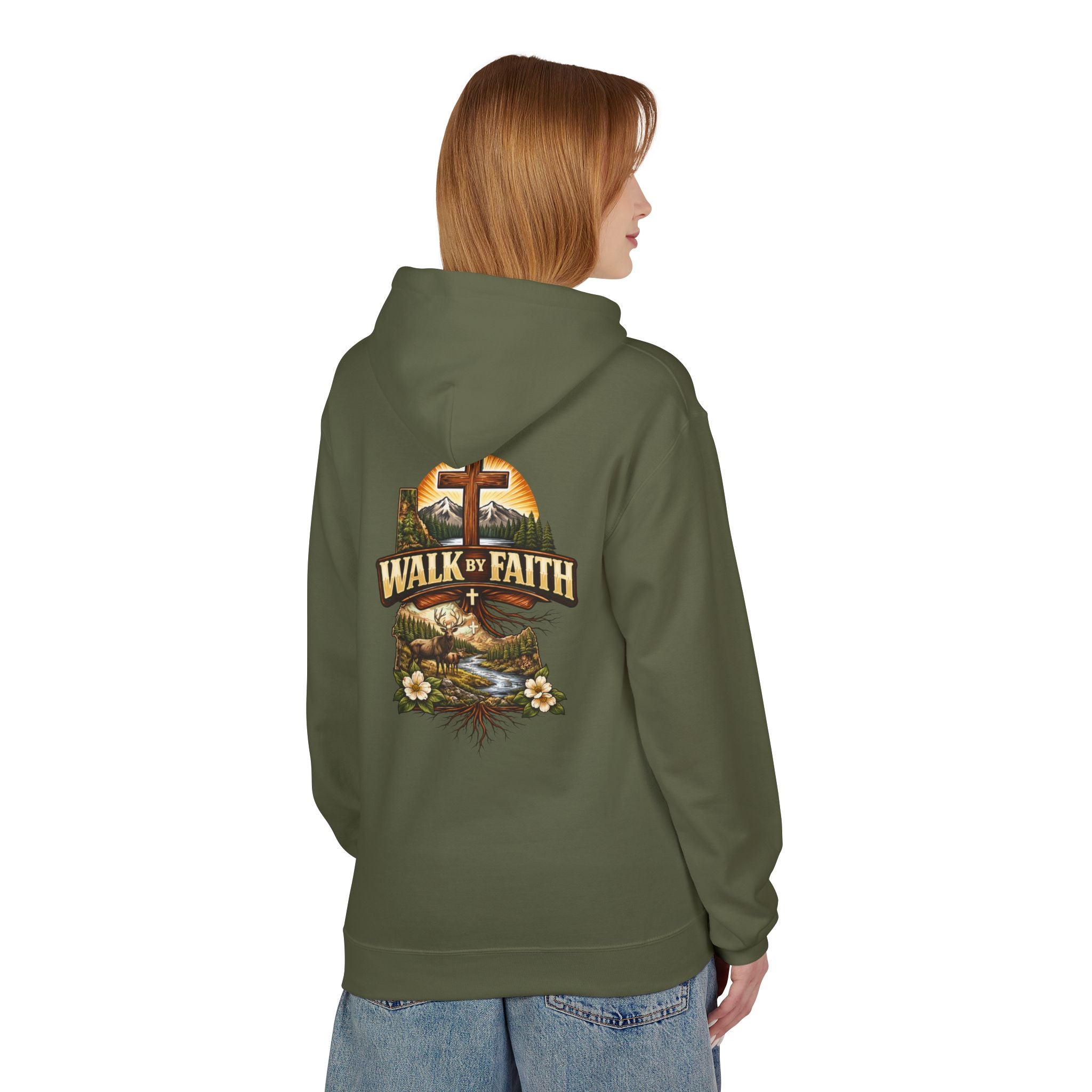 Walk By Faith Hoodie — Christian Cross Faith Pullover
