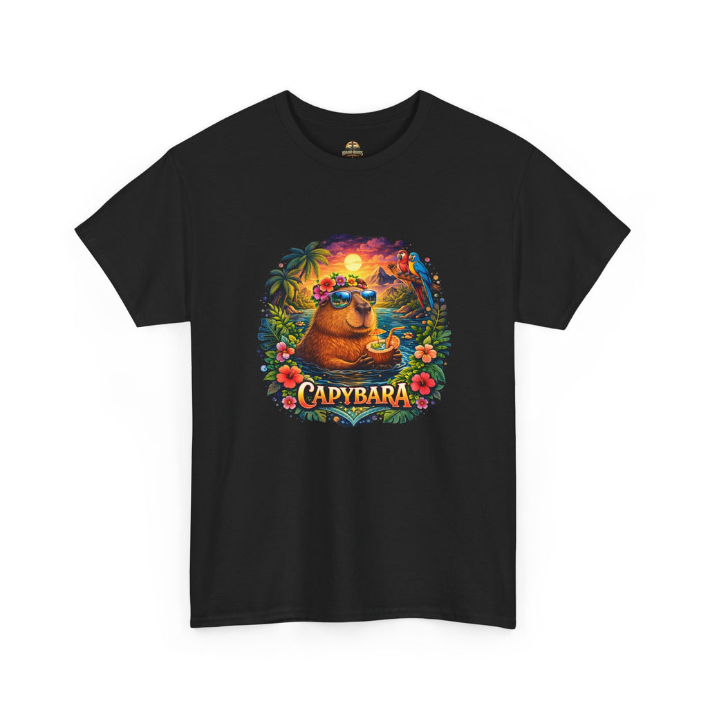 T-Shirt — 'Capybara' Tropical Sloth Sunset Graphic Tee