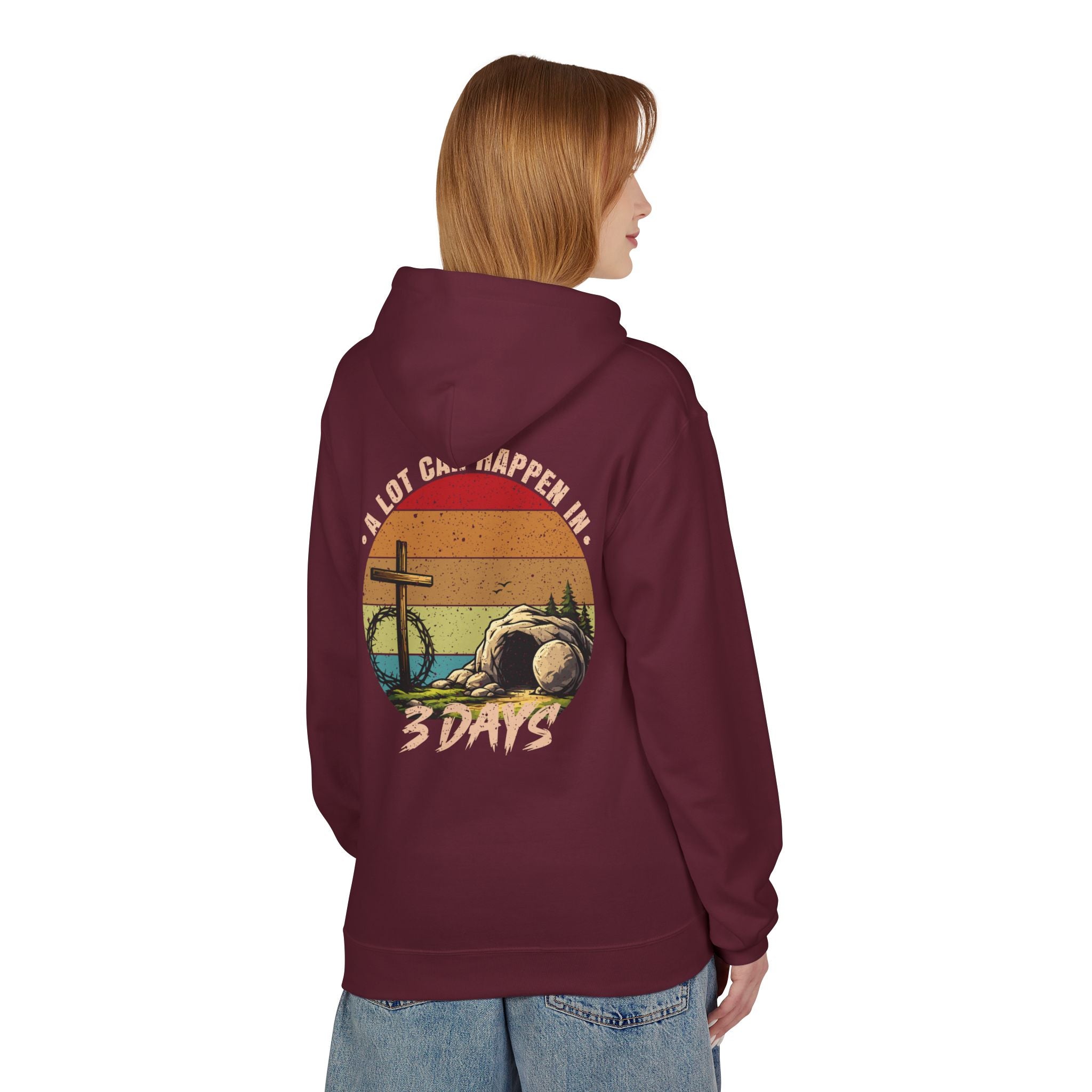 Easter Resurrection Hoodie — "A Lot Can Happen in 3 Days" Vintage Christian Sweatshirt