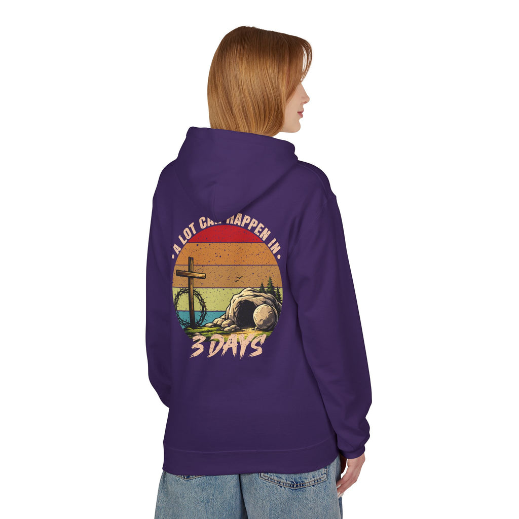 Easter Resurrection Hoodie — "A Lot Can Happen in 3 Days" Vintage Christian Sweatshirt