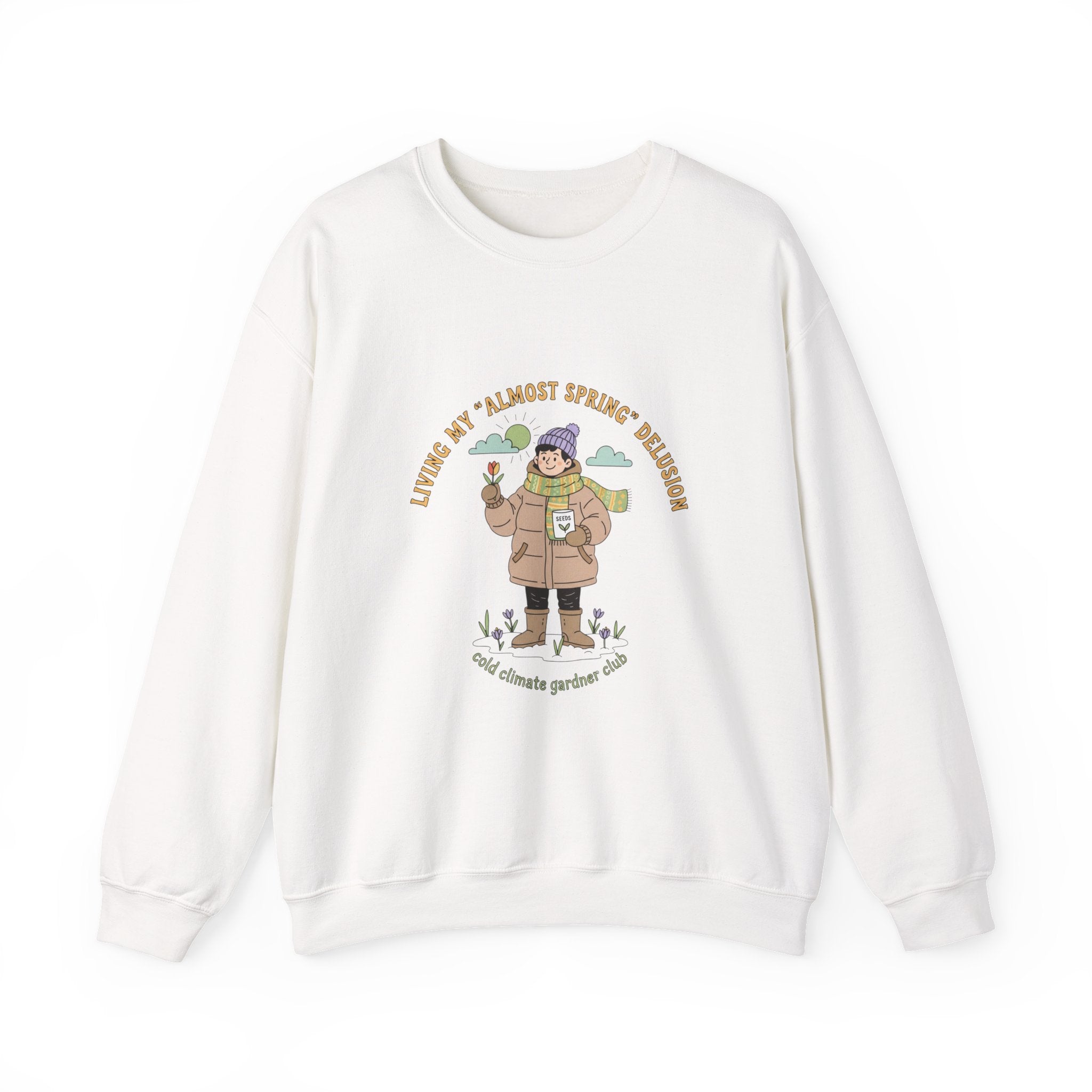 Almost Spring Thaw Humor Crewneck Sweatshirt | spring tease, winter spring meme