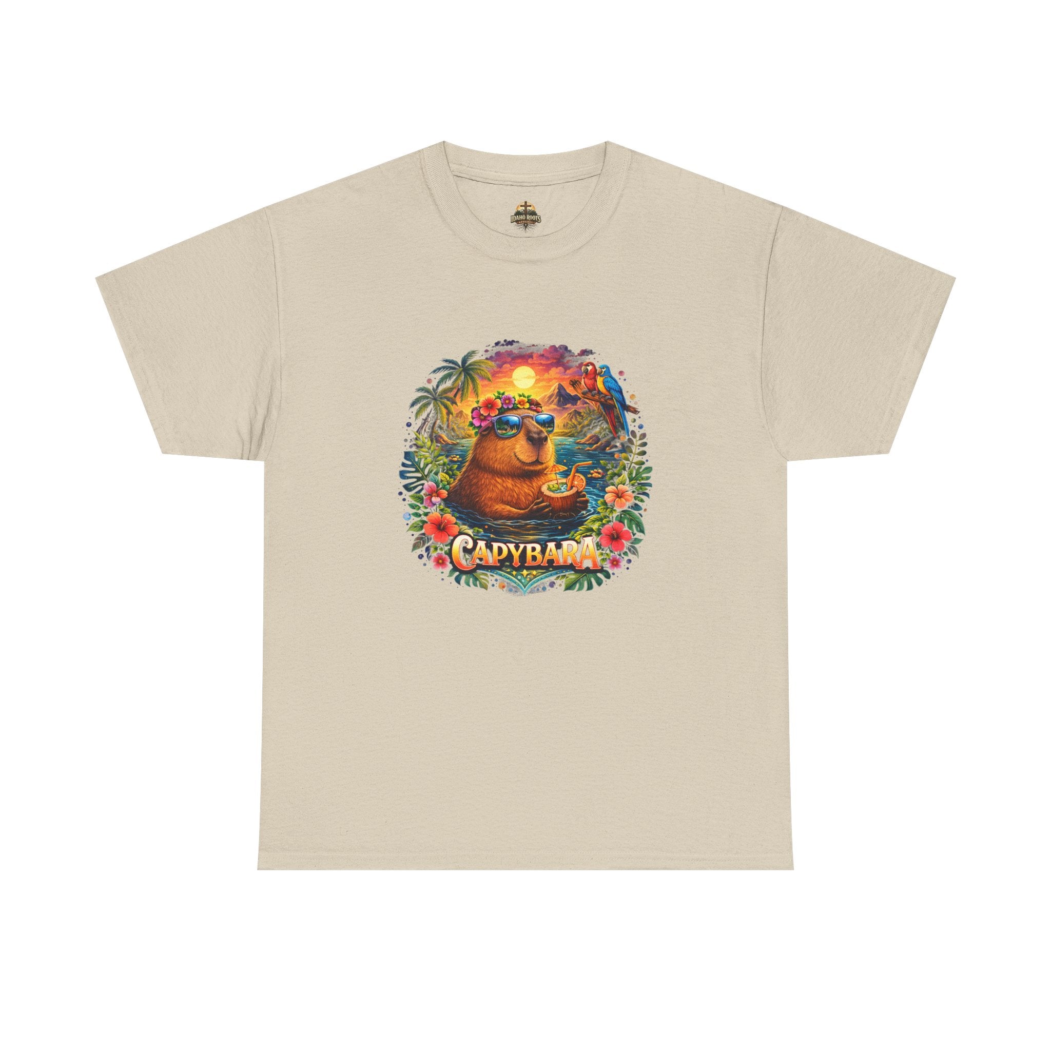 T-Shirt — 'Capybara' Tropical Sloth Sunset Graphic Tee