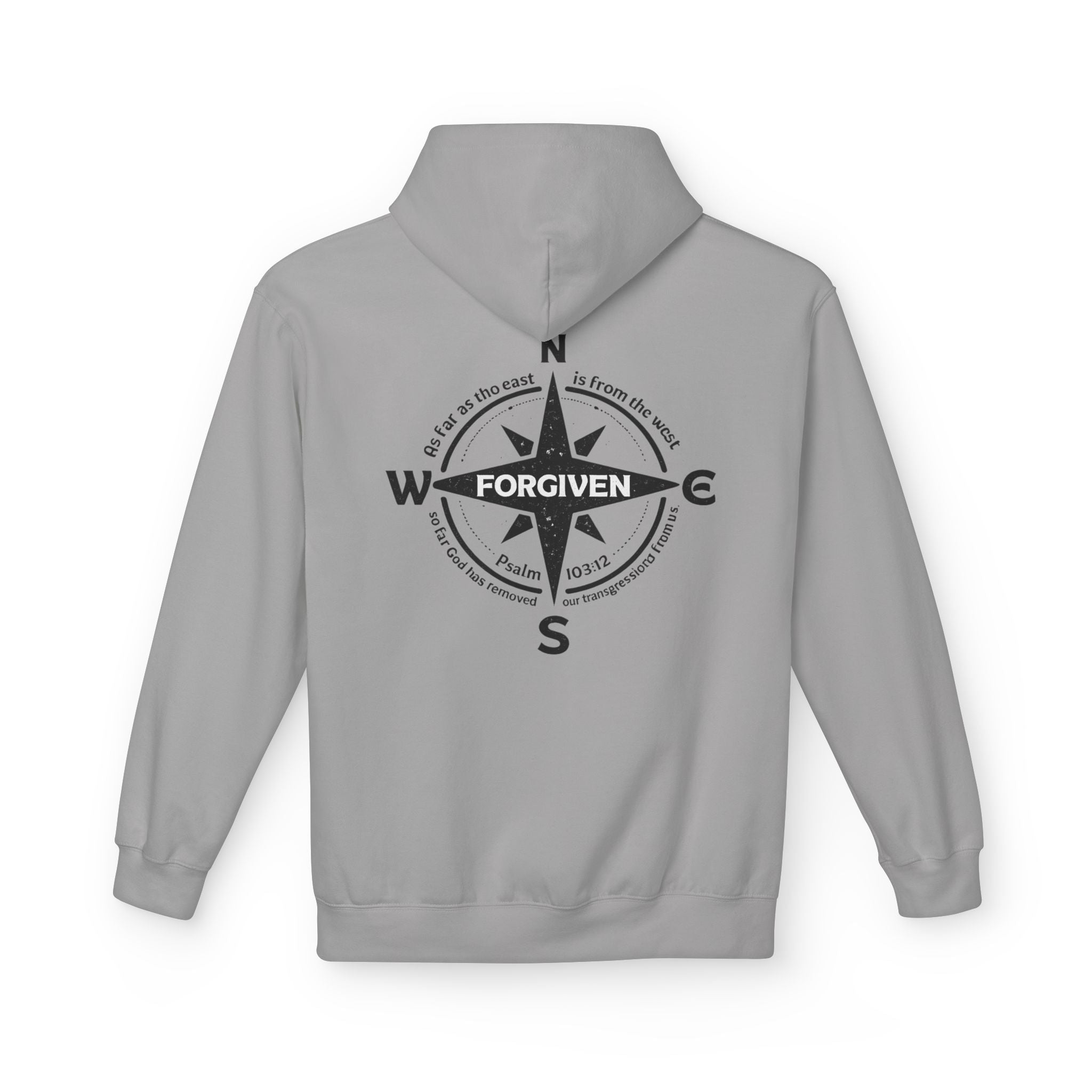 Forgiven Compass Hoodie — Christian Faith Inspirational Pullover - As Far as the East is from the West