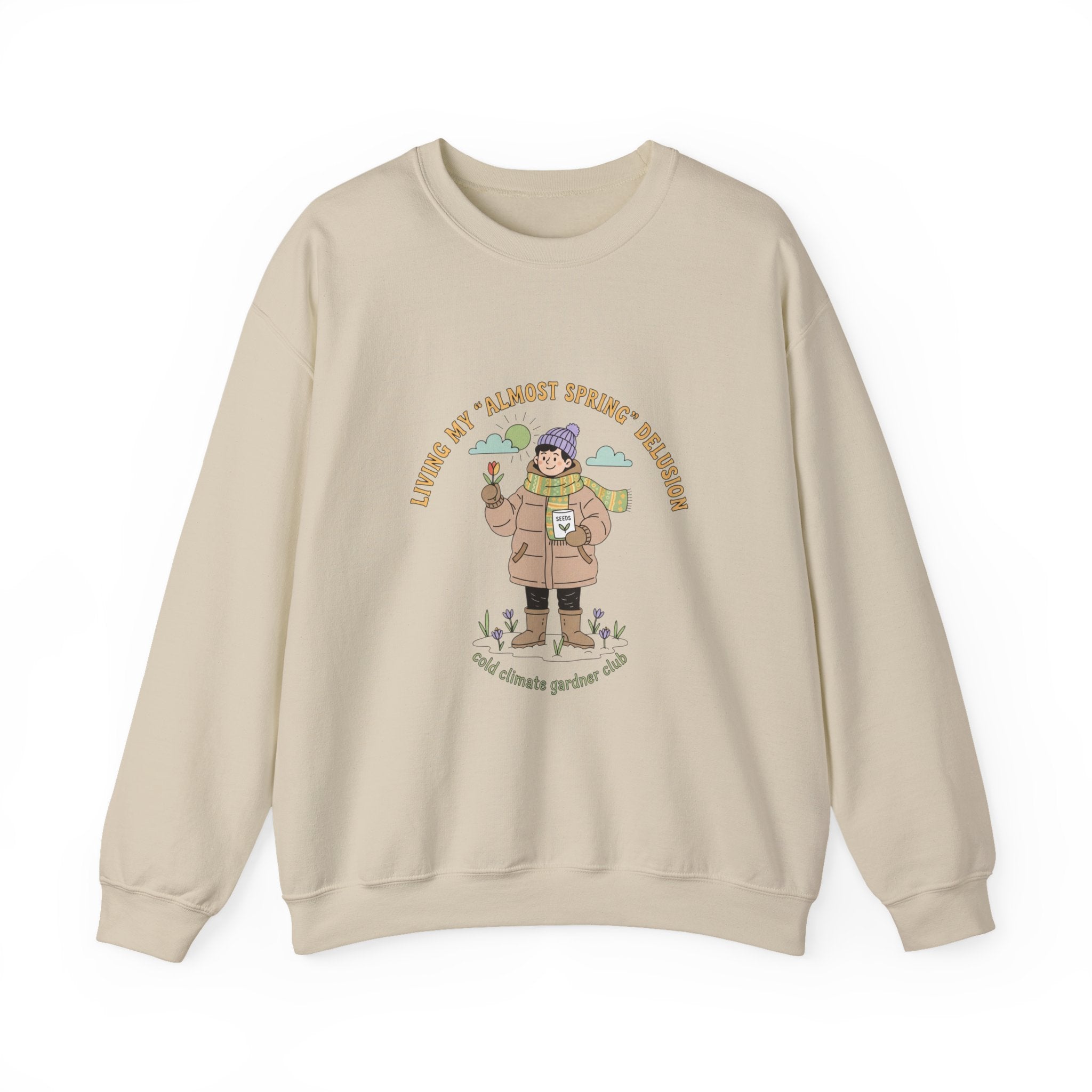 Almost Spring Thaw Humor Crewneck Sweatshirt | spring tease, winter spring meme