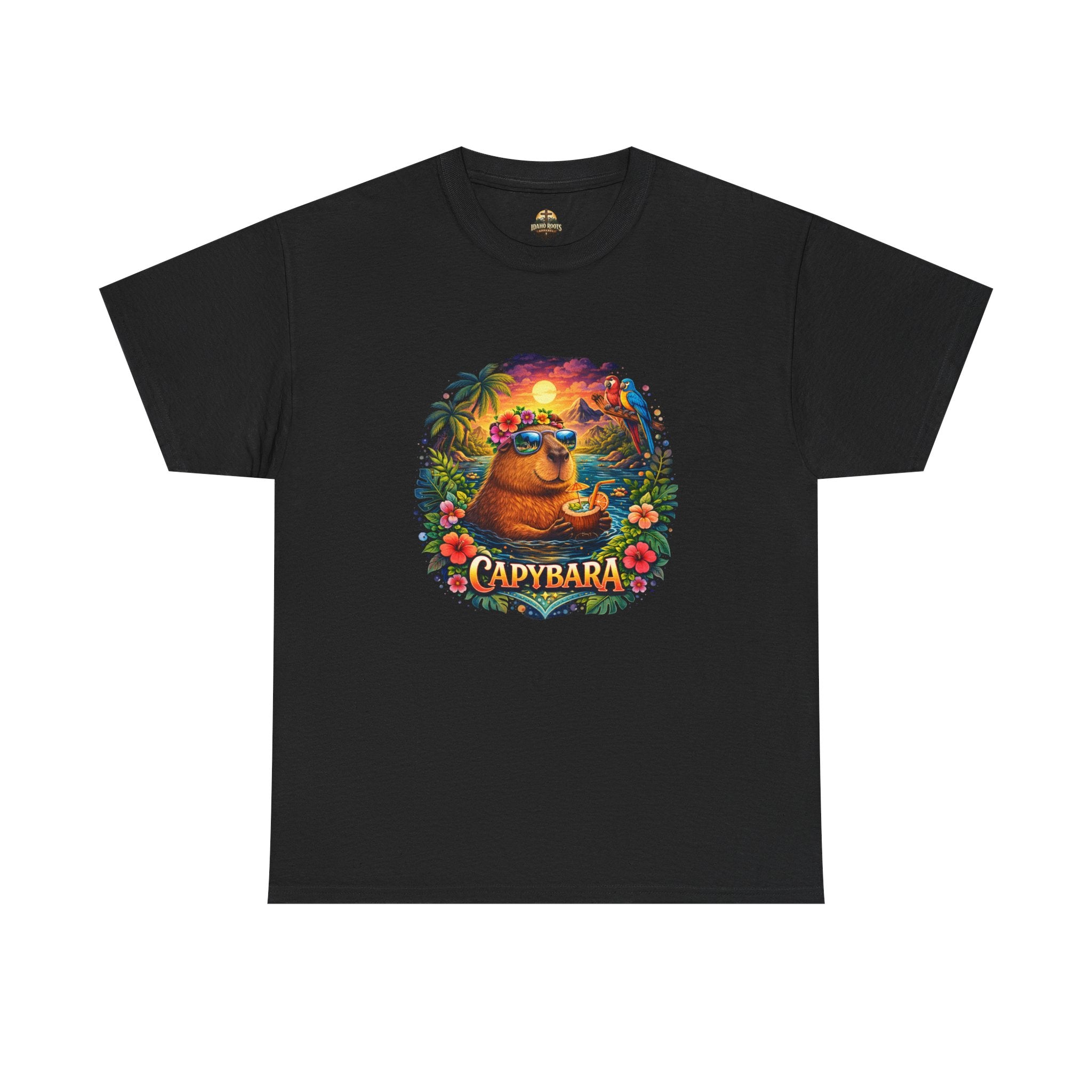 T-Shirt — 'Capybara' Tropical Sloth Sunset Graphic Tee