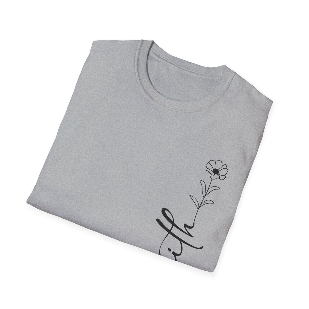 Faith Script T-Shirt — Minimal Floral Faith Tee