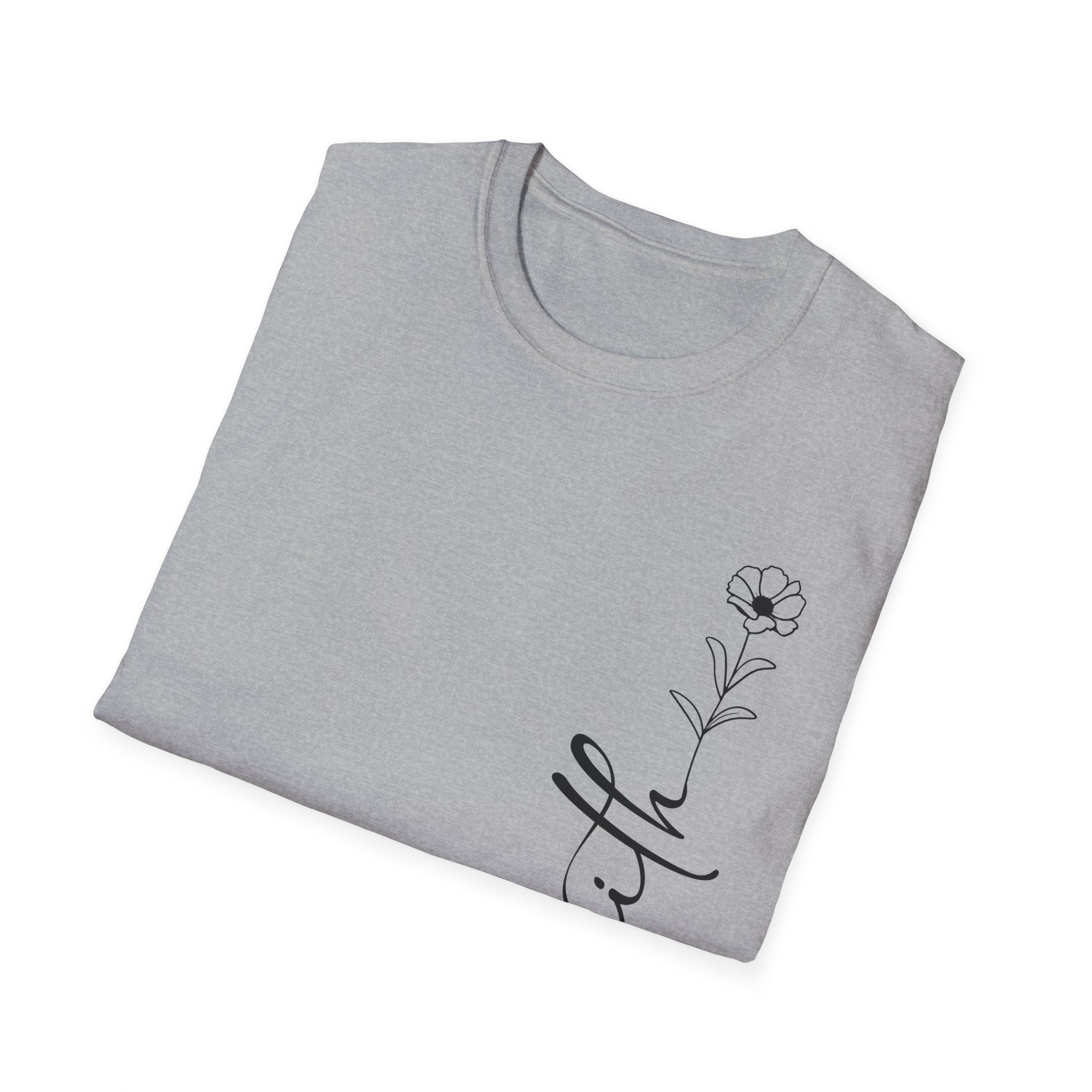 Faith Script T-Shirt — Minimal Floral Faith Tee