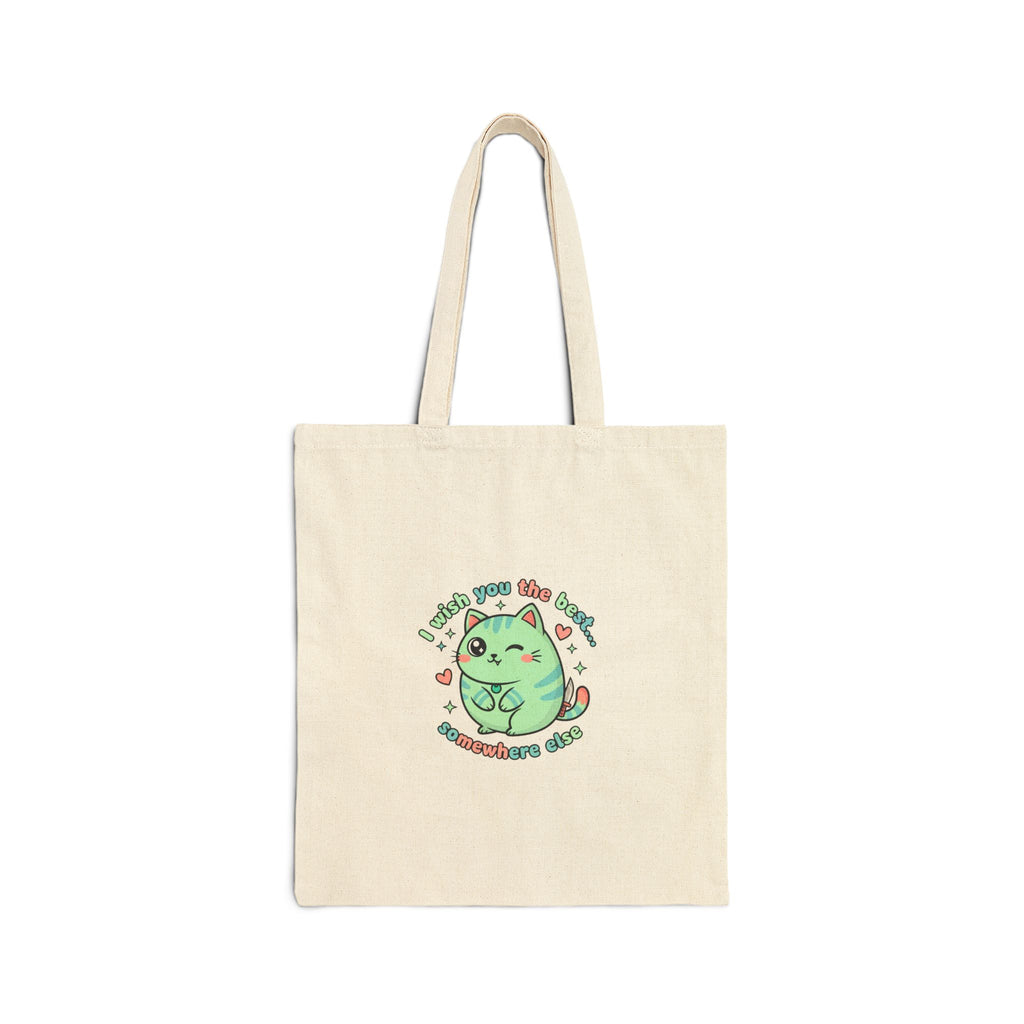 Cute Menacing Cat Tote, kawaii threat pastel canvas tote | soft threat sarcastic