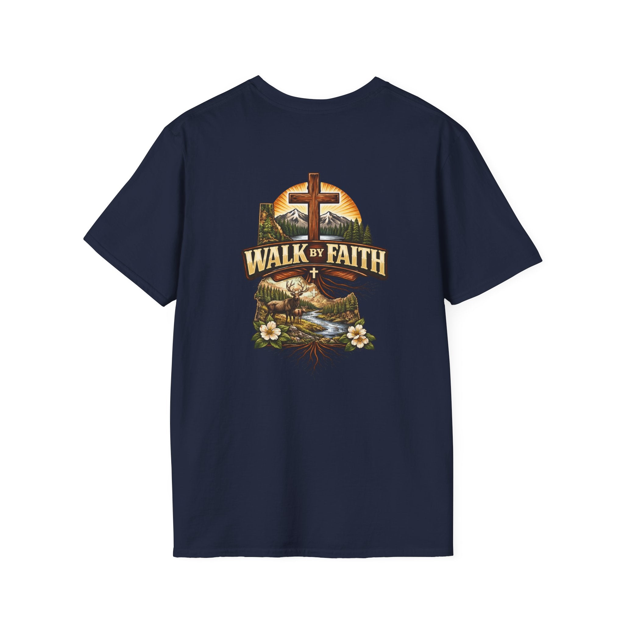 Faith T-Shirt — "Walk by Faith" Christian Cross Graphic Tee