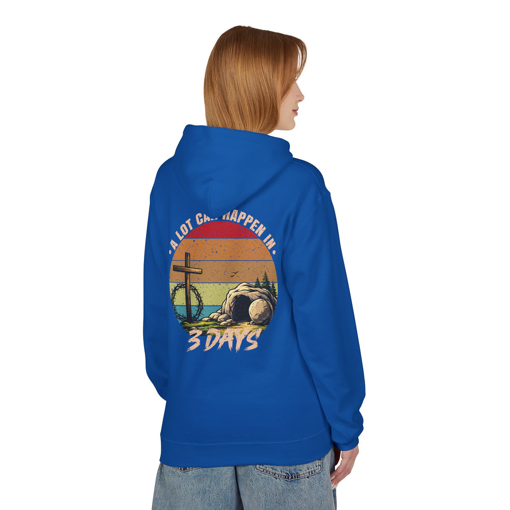 Easter Resurrection Hoodie — "A Lot Can Happen in 3 Days" Vintage Christian Sweatshirt