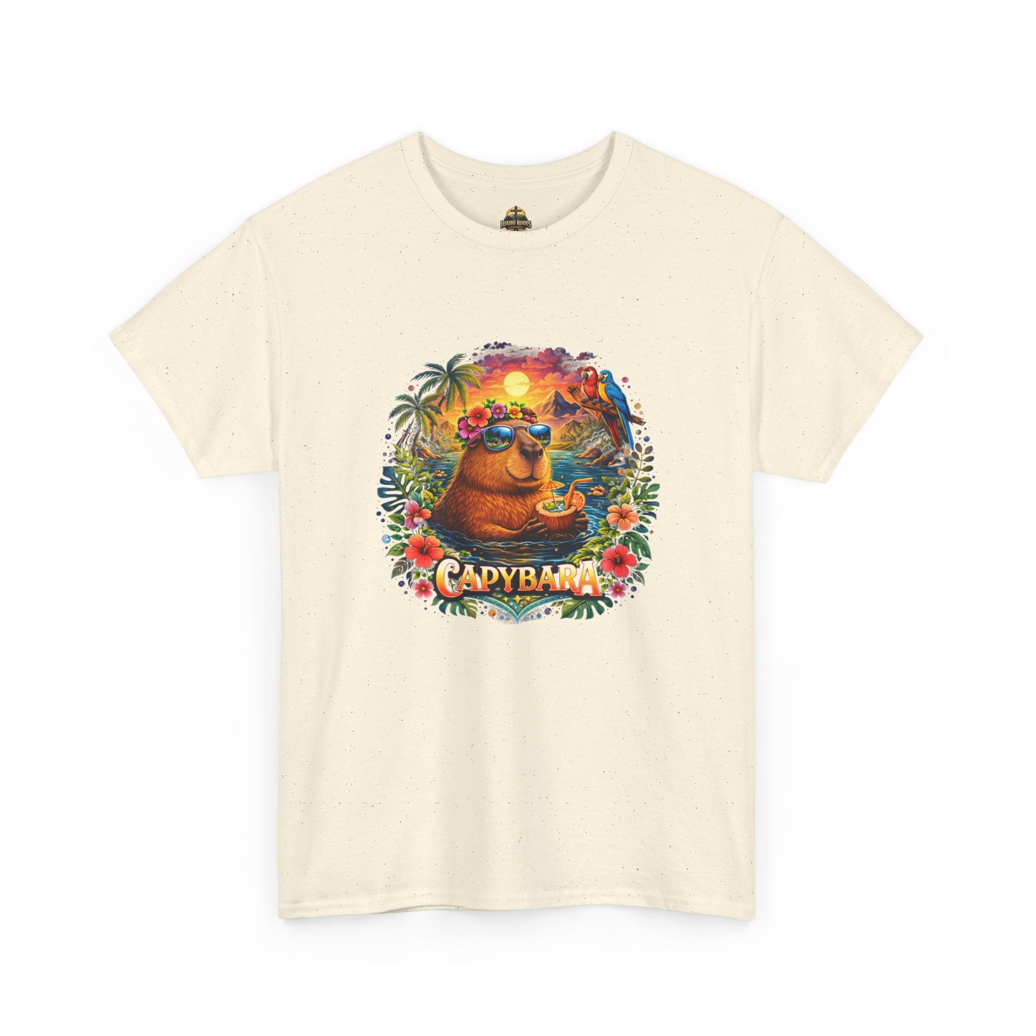T-Shirt — 'Capybara' Tropical Sloth Sunset Graphic Tee