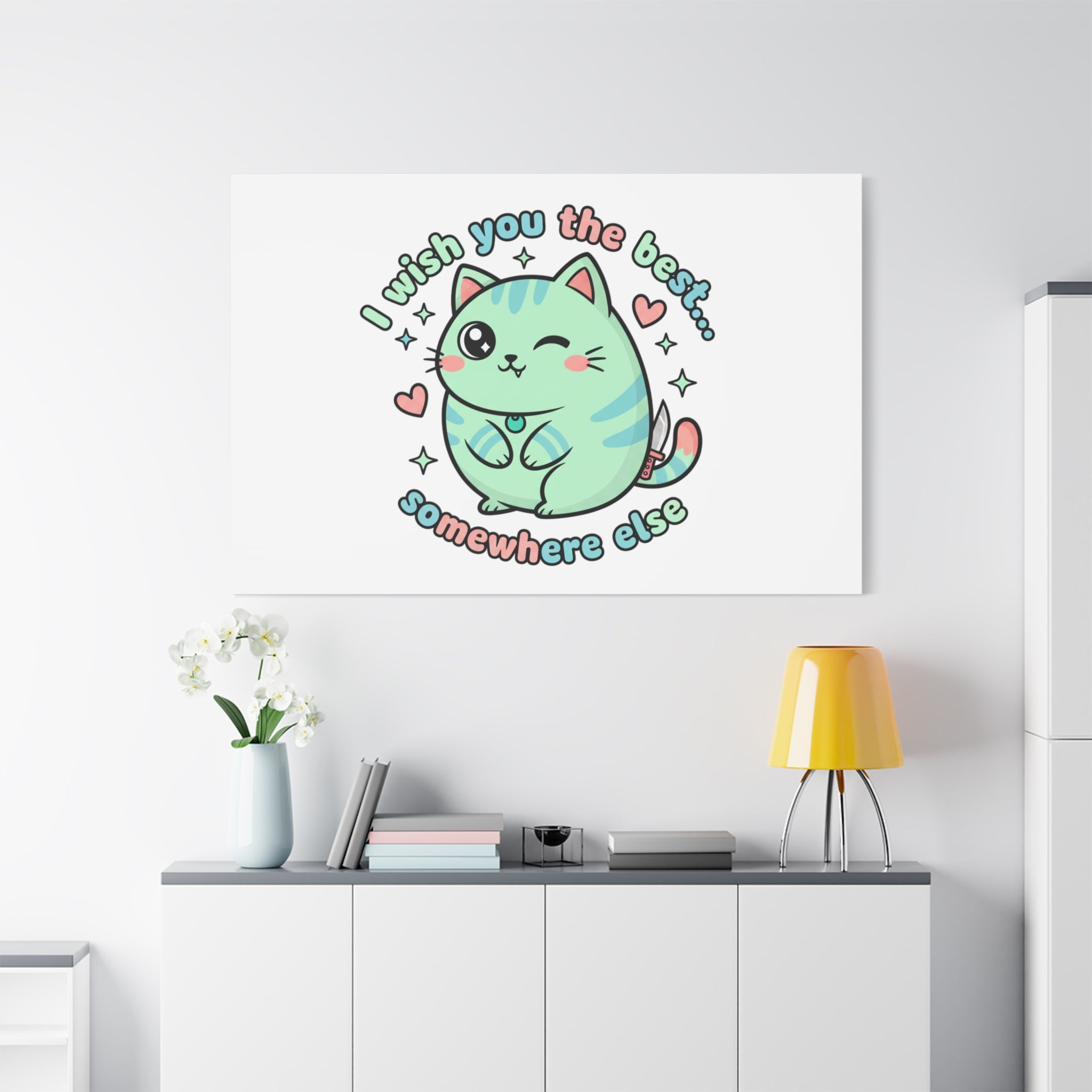 I Wish You the Best Somewhere Else Canvas | kawaii threat, soft-grunge pastel