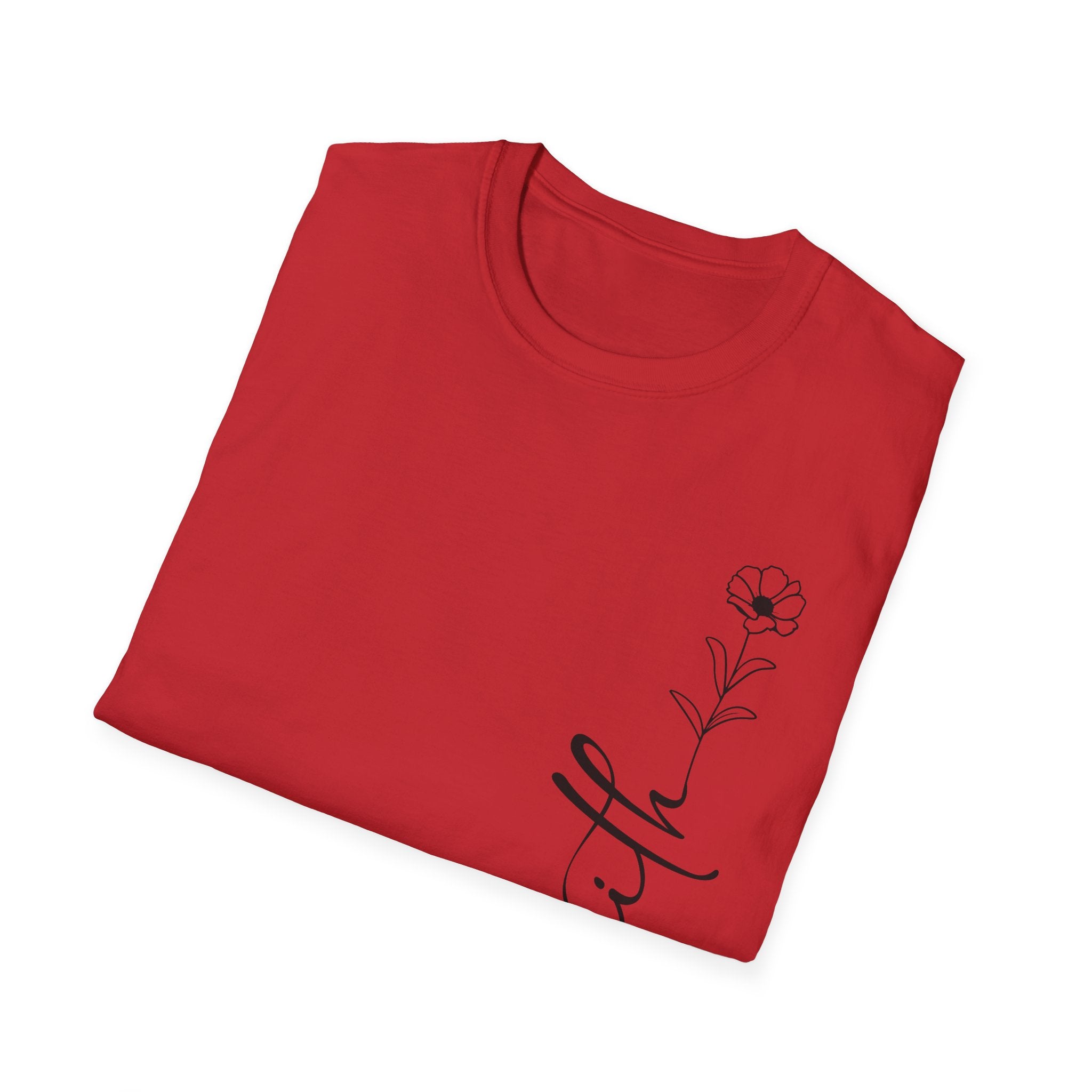Faith Script T-Shirt — Minimal Floral Faith Tee