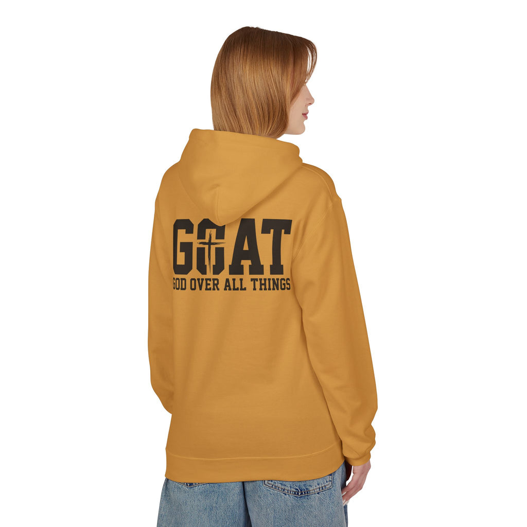 GOAT God Over All Things Hoodie – Christian Hoodie – Faith Hoodie – Religious Sweatshirt – Inspirational Hoodie – Jesus Hoodie – Christian Gift