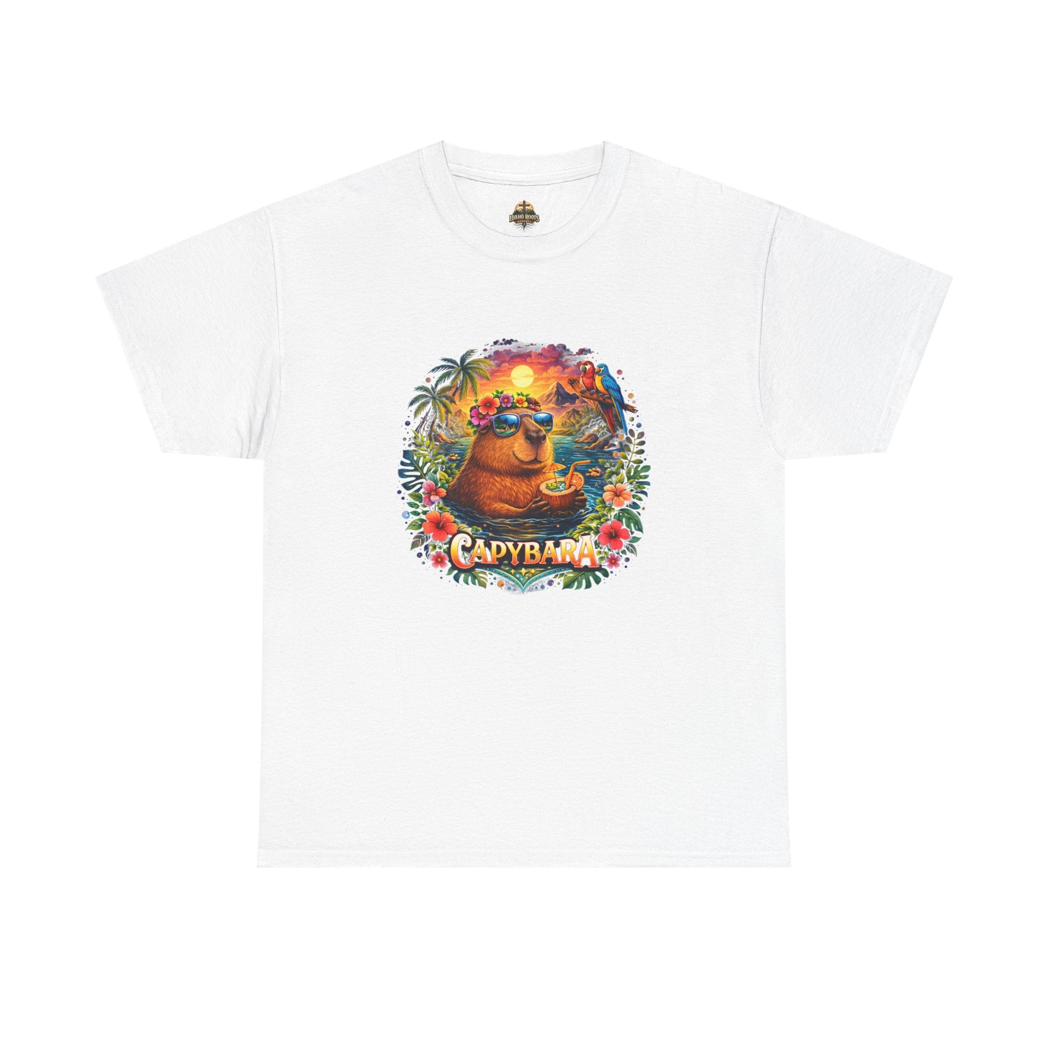 T-Shirt — 'Capybara' Tropical Sloth Sunset Graphic Tee
