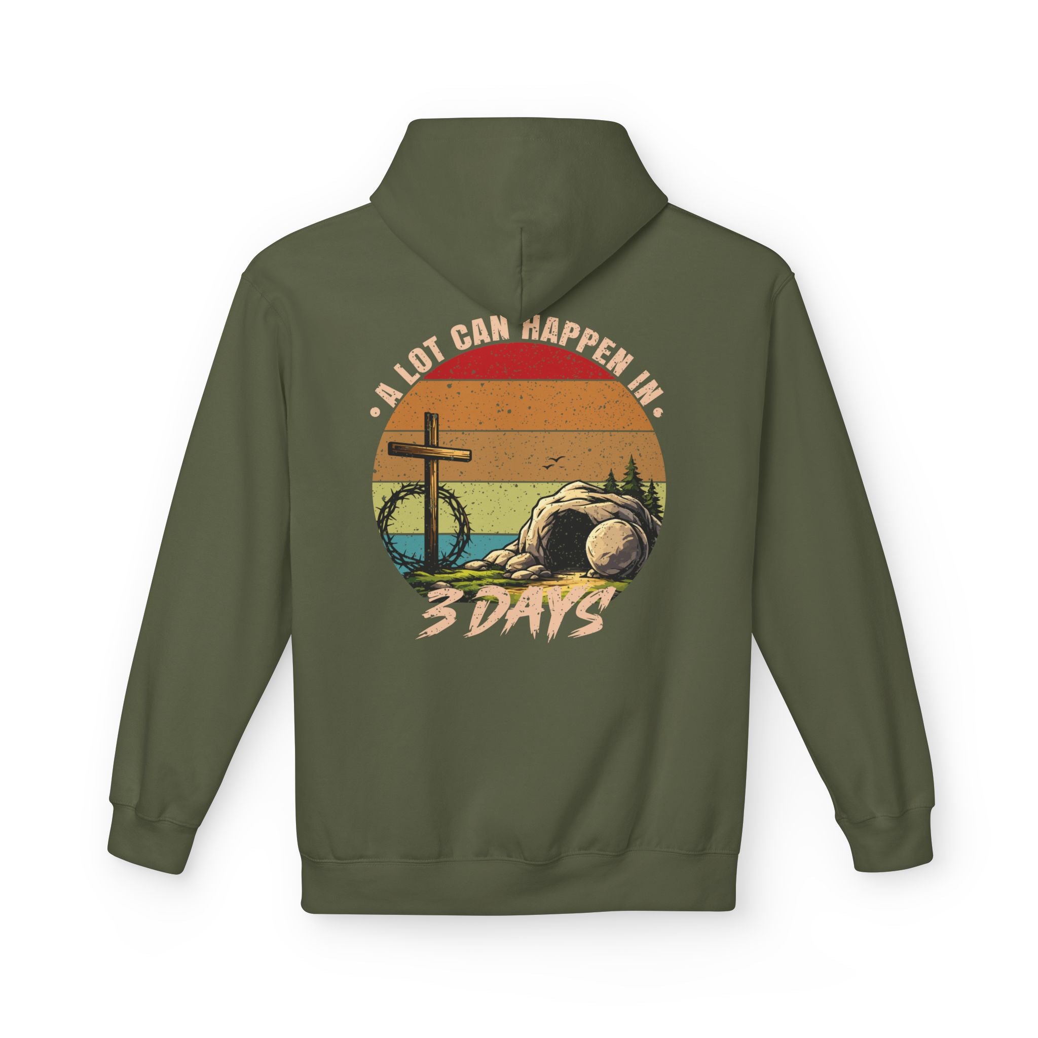 Easter Resurrection Hoodie — "A Lot Can Happen in 3 Days" Vintage Christian Sweatshirt