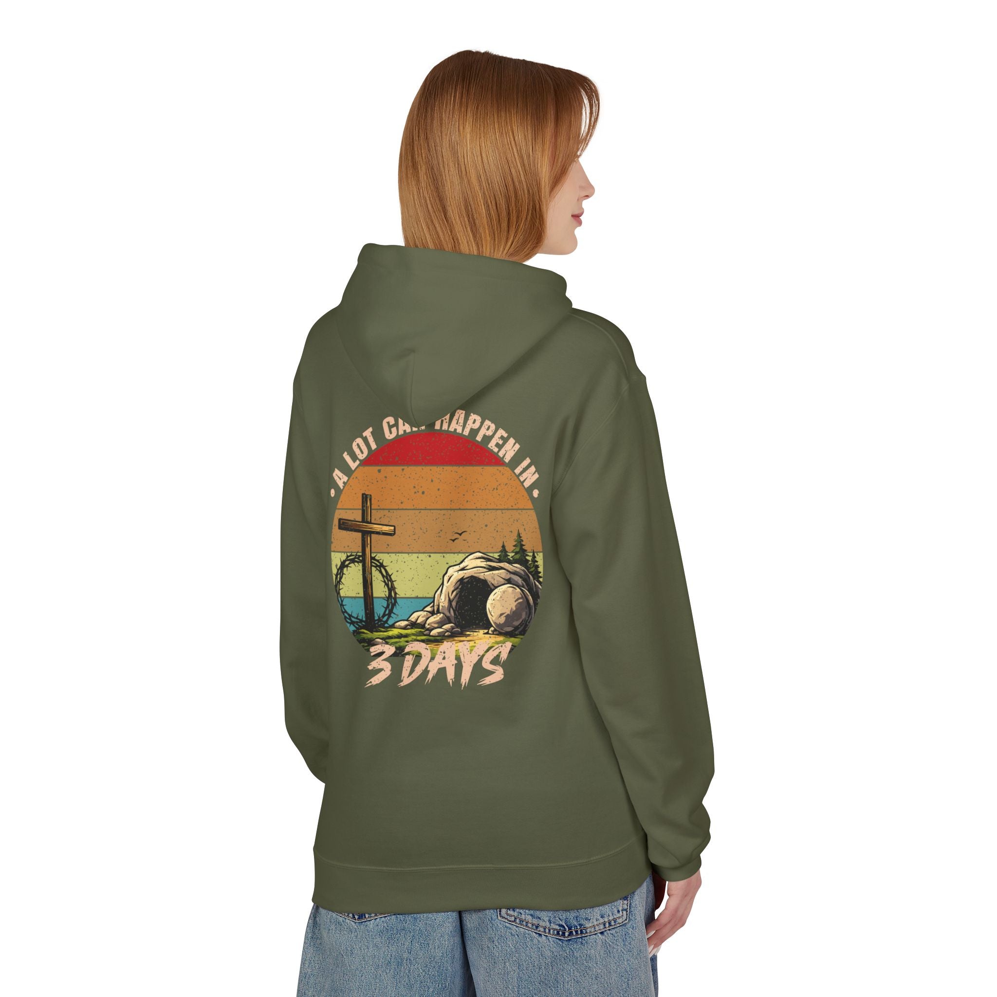 Easter Resurrection Hoodie — "A Lot Can Happen in 3 Days" Vintage Christian Sweatshirt