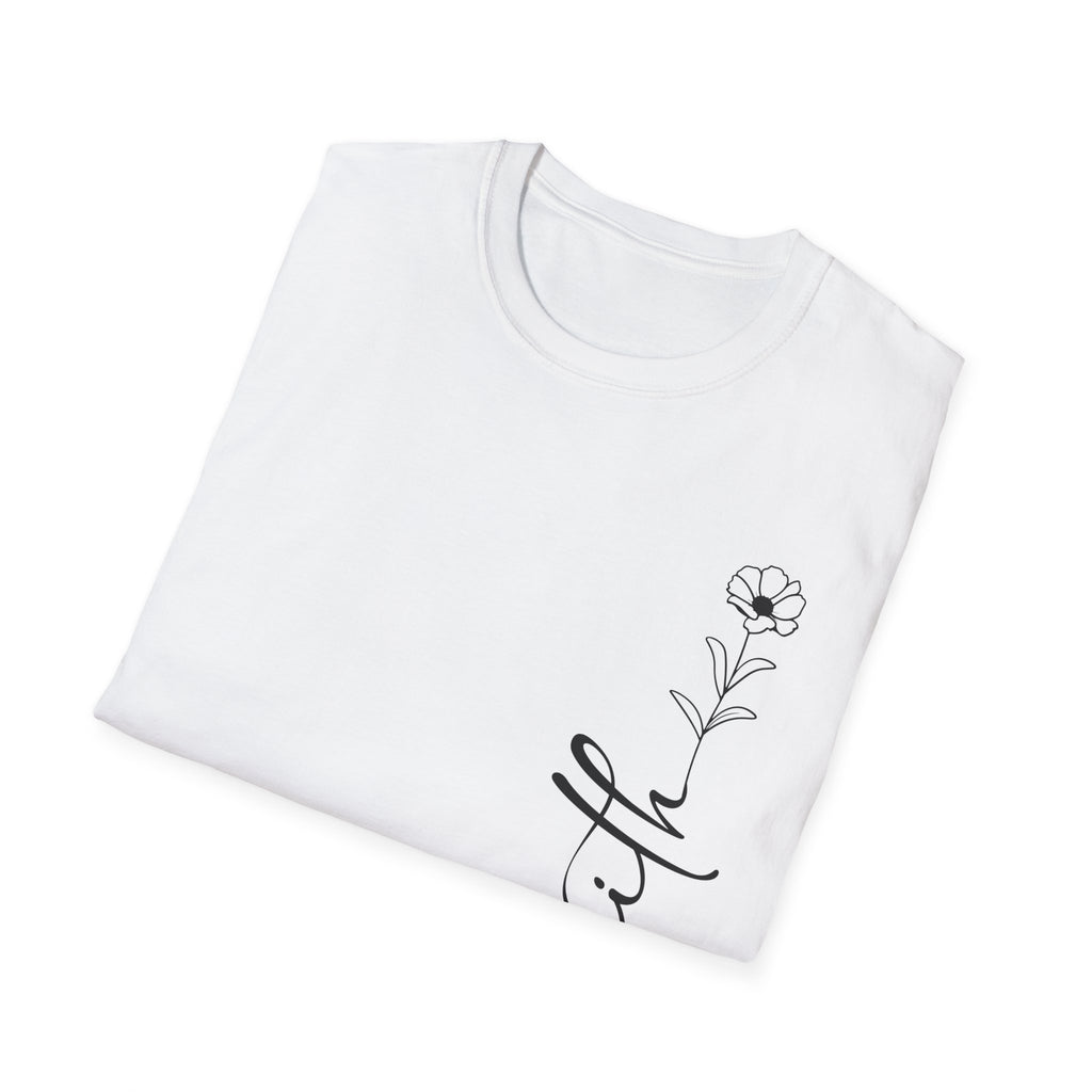 Faith Script T-Shirt — Minimal Floral Faith Tee