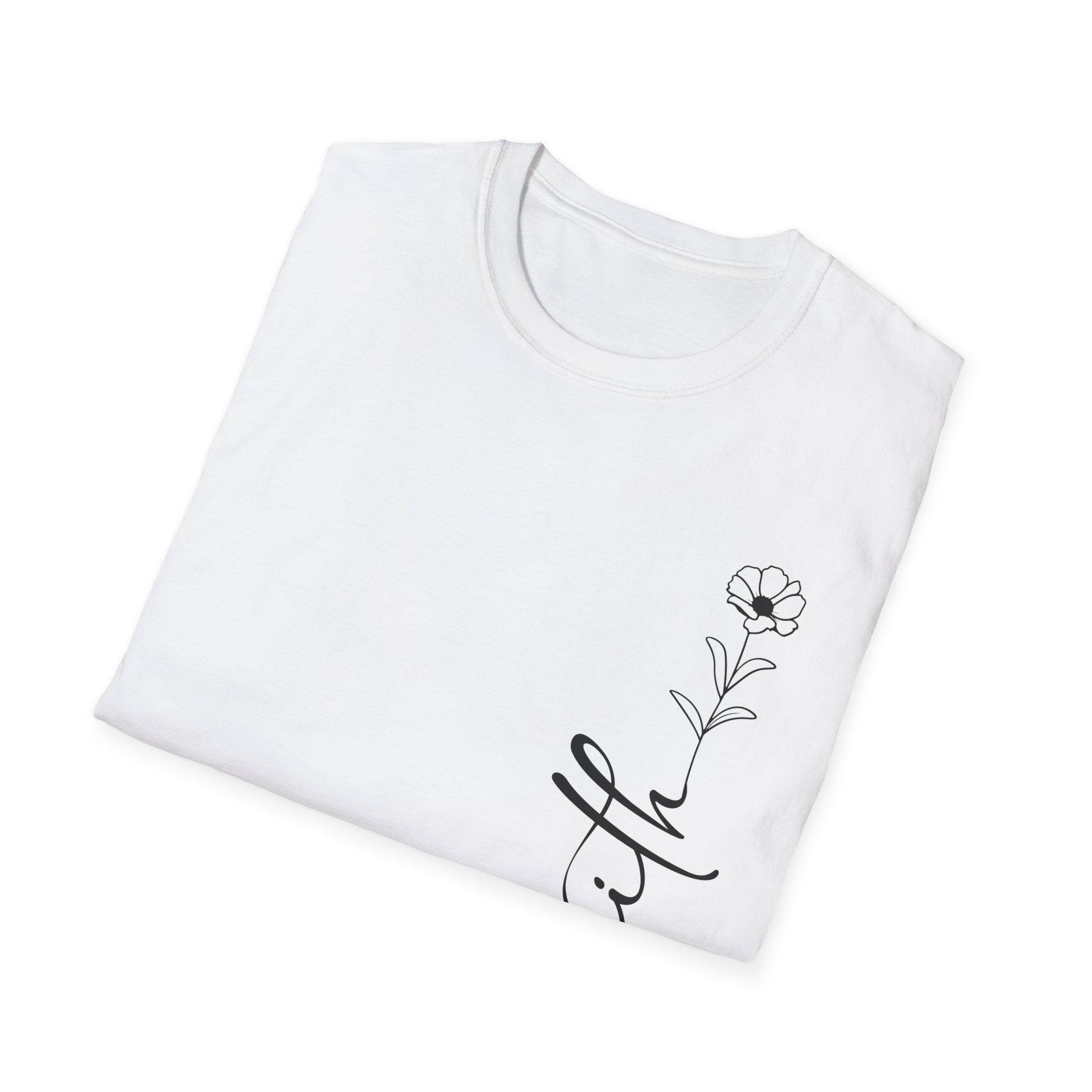 Faith Script T-Shirt — Minimal Floral Faith Tee
