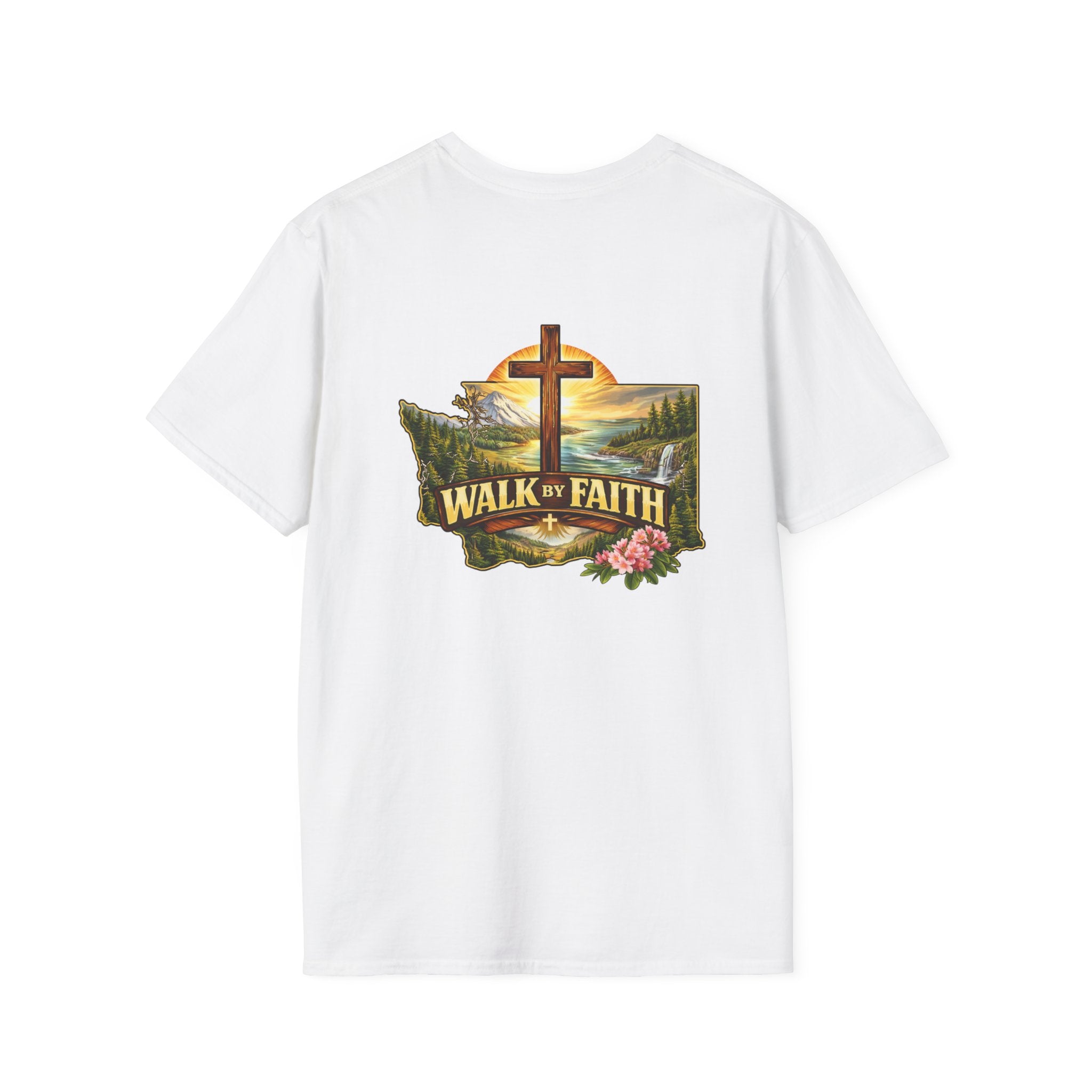Washington State - Walk By Faith T-Shirt — Christian Cross Mountain Graphic Tee