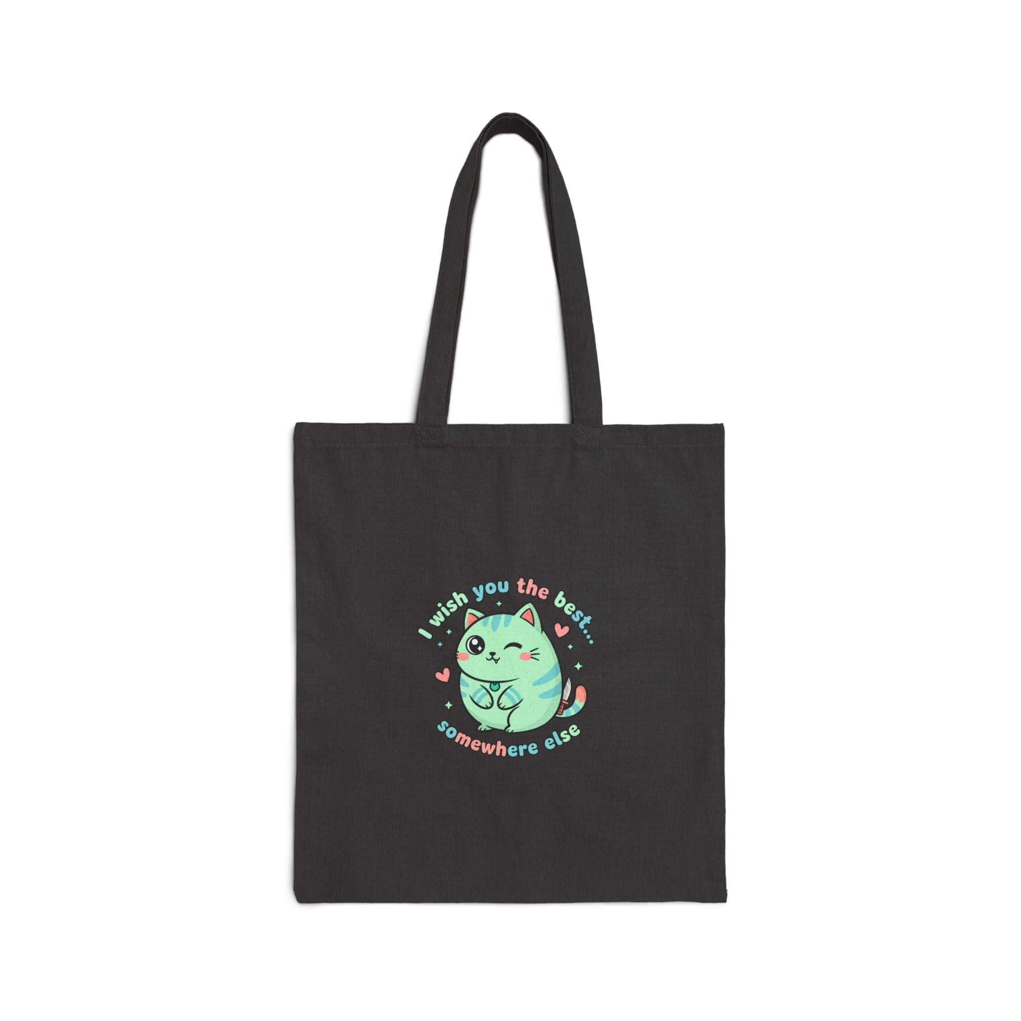 Cute Menacing Cat Tote, kawaii threat pastel canvas tote | soft threat sarcastic