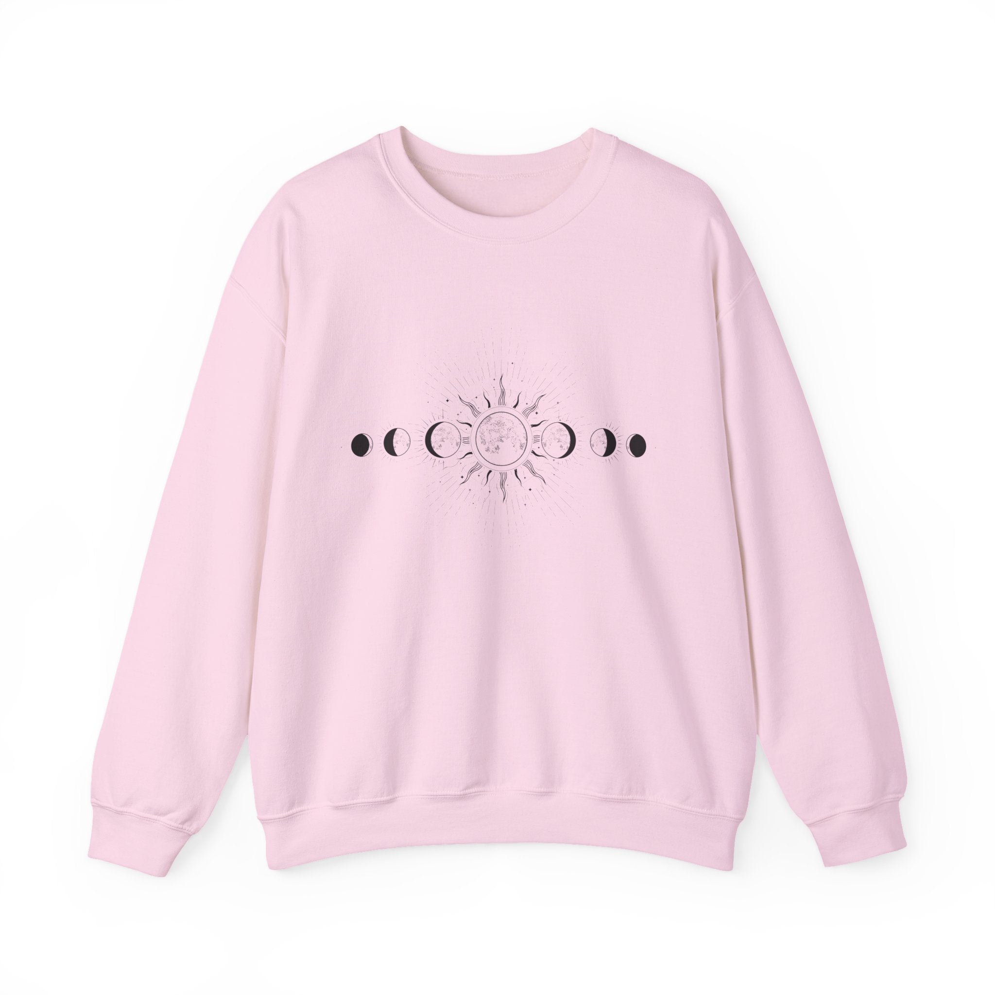 Celestial Moon Phase Crewneck Sweatshirt — Sun & Phases Graphic