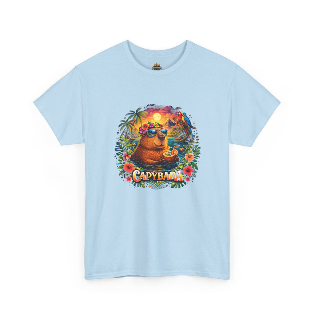 T-Shirt — 'Capybara' Tropical Sloth Sunset Graphic Tee