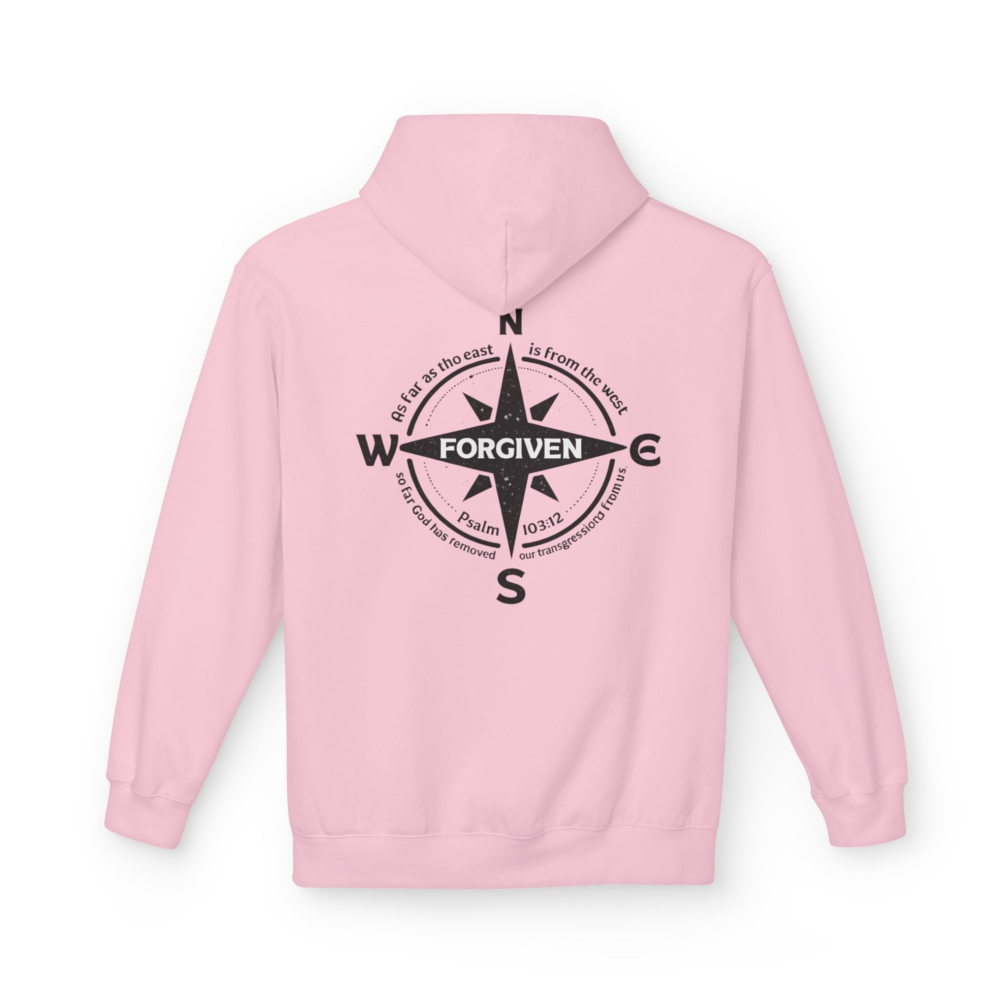 Forgiven Compass Hoodie — Christian Faith Inspirational Pullover - As Far as the East is from the West