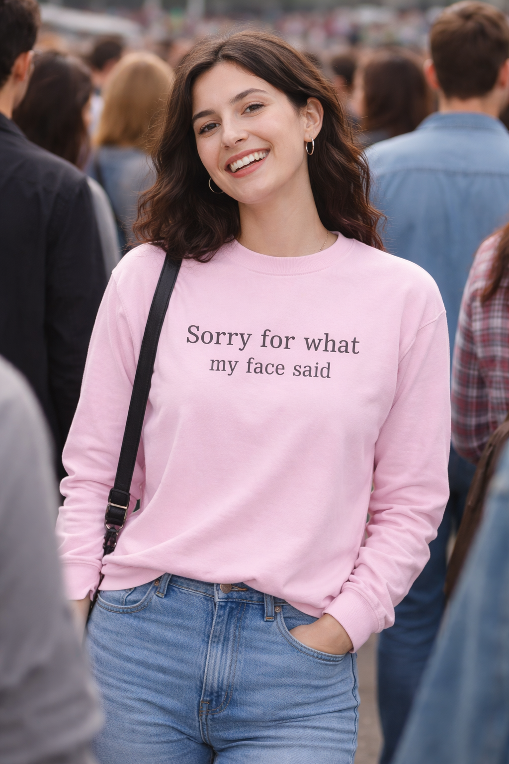 Long Sleeve Tee — "Sorry for What My Face Said" Casual Graphic Shirt