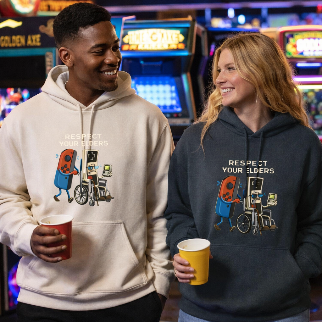 Hoodie — "Respect Your Elders" Funny Retro Gamer Gaming Hoodie