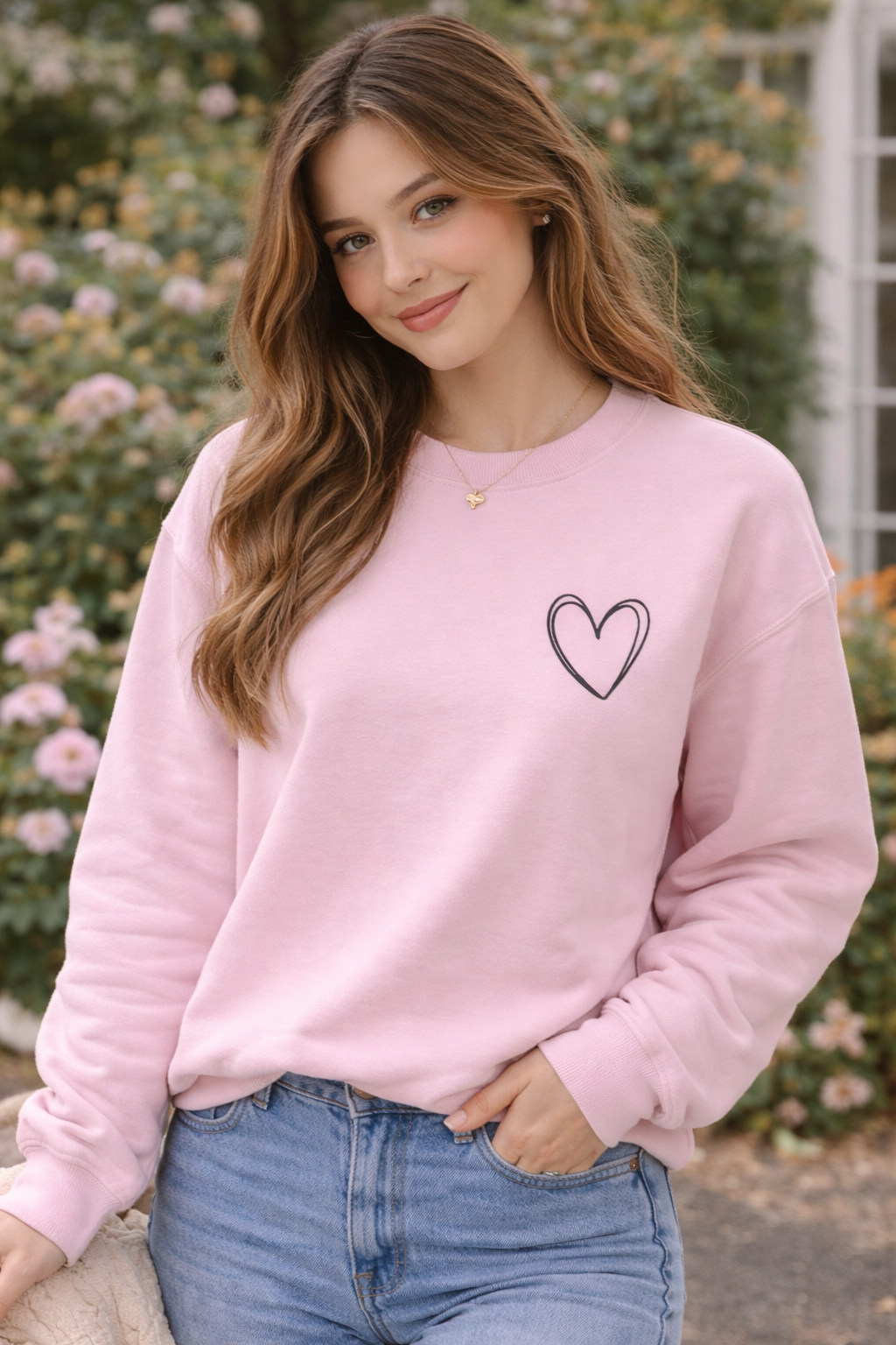 Heart Sketch Crewneck Sweatshirt — Minimal Hand‑Drawn Heart Chest Design