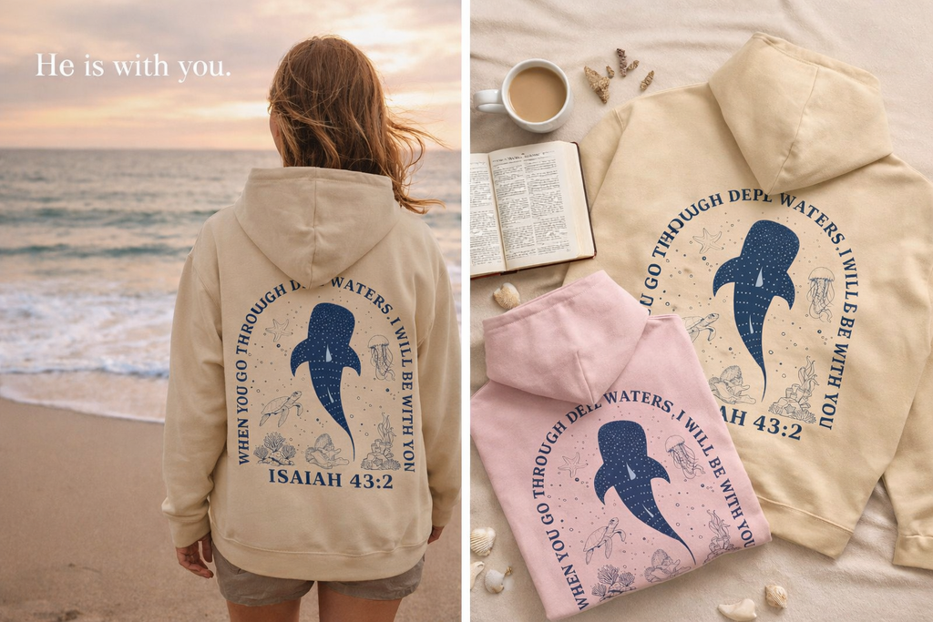 Isaiah 43:2 Whale Hoodie – Christian Faith Comfort Pullover