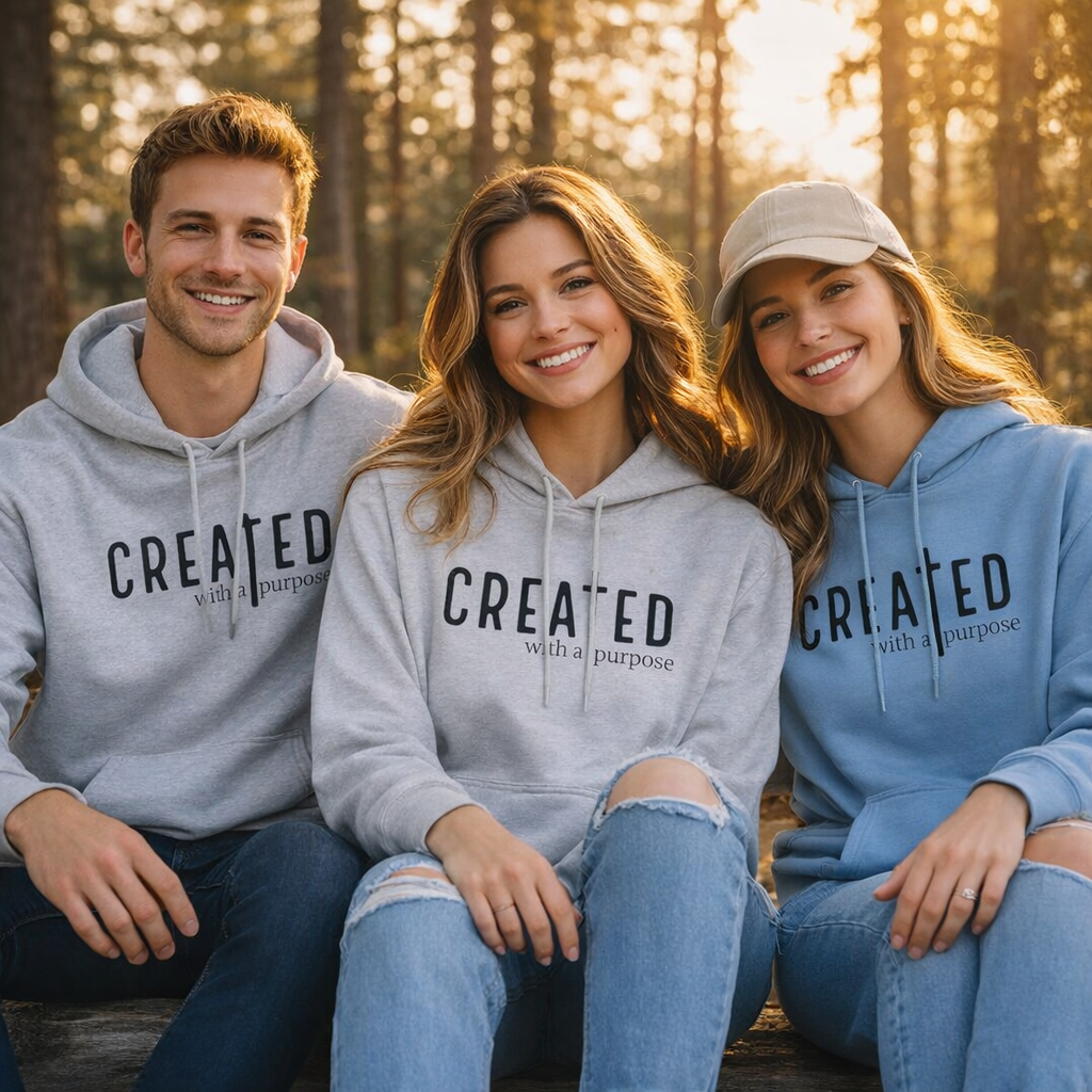 Created with Purpose Hoodie — Inspirational Graphic Pullover