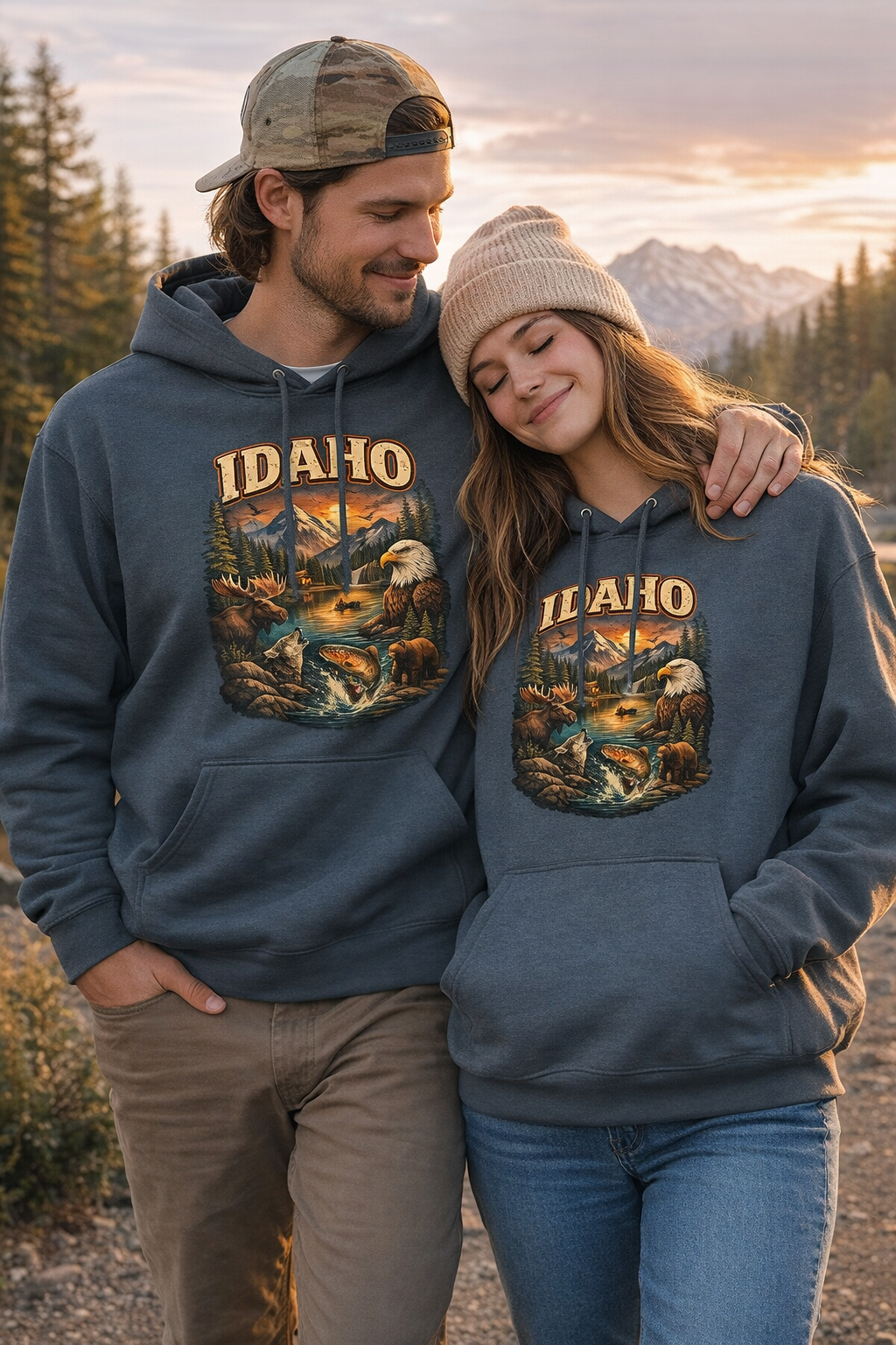 Hoodie - Retro 'Idaho' Scenic Landscape Hoodie