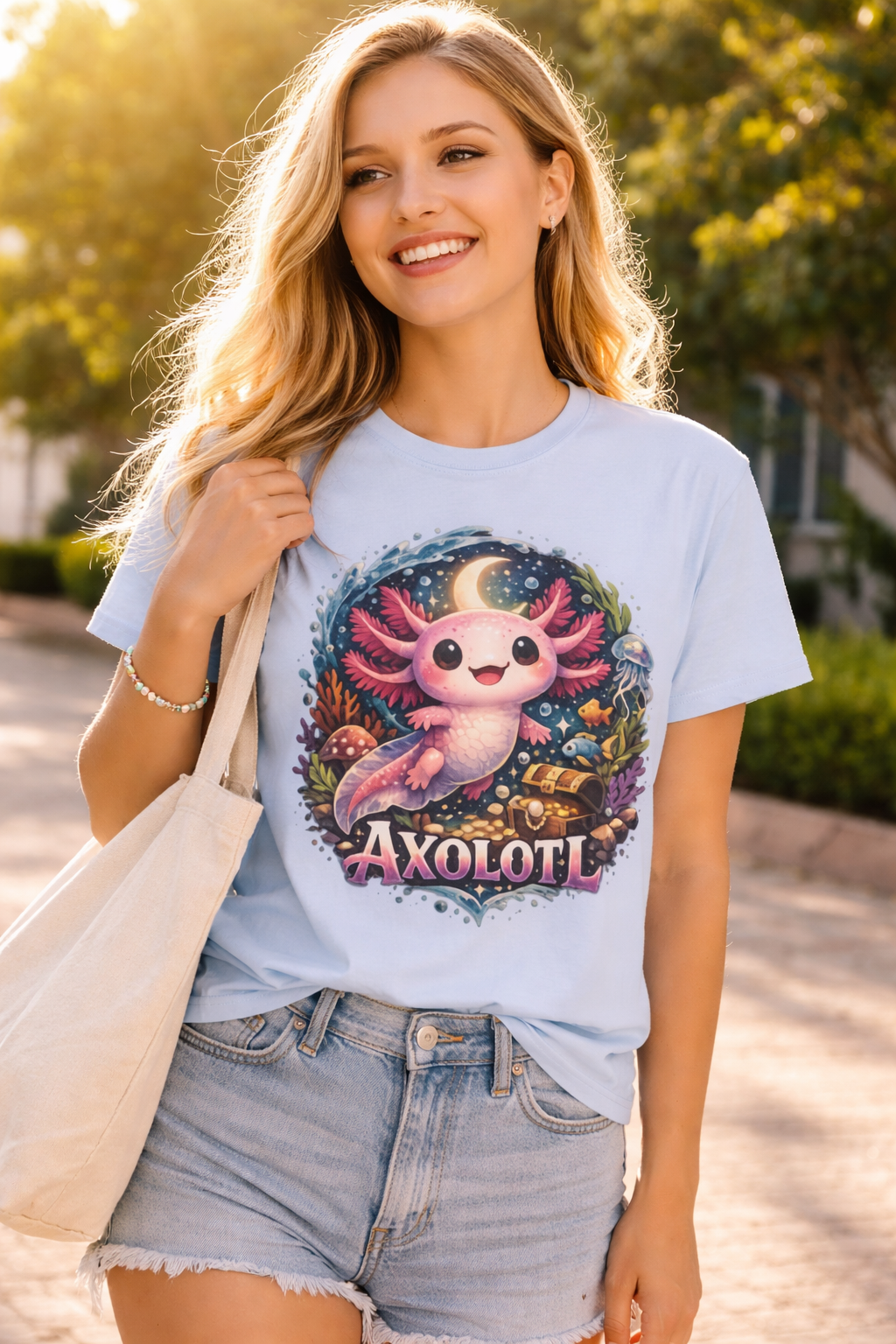 Cute Axolotl T-Shirt — Kawaii Axolotl Graphic Tee