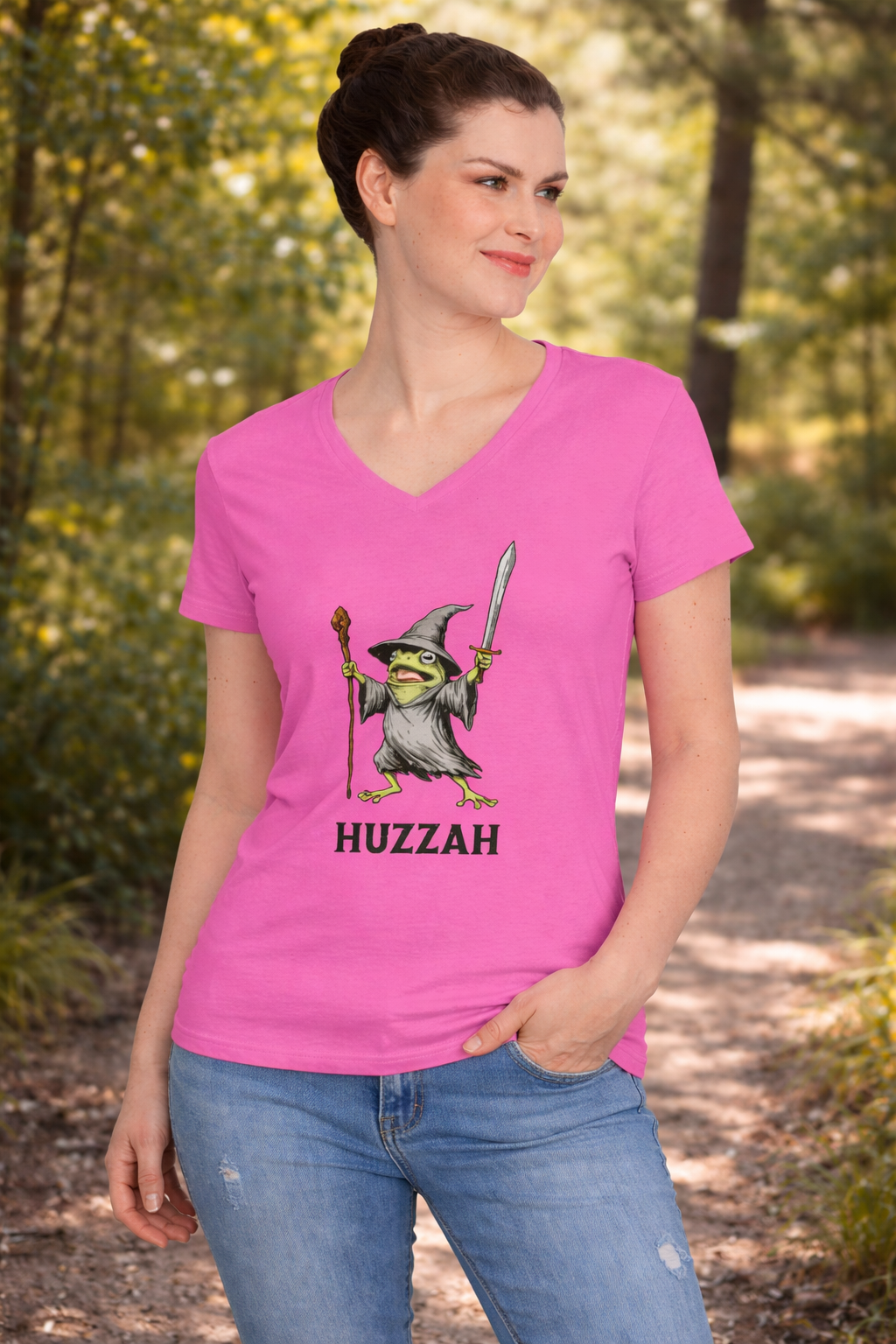 Witch Frog “Huzzah” V-Neck Tee
